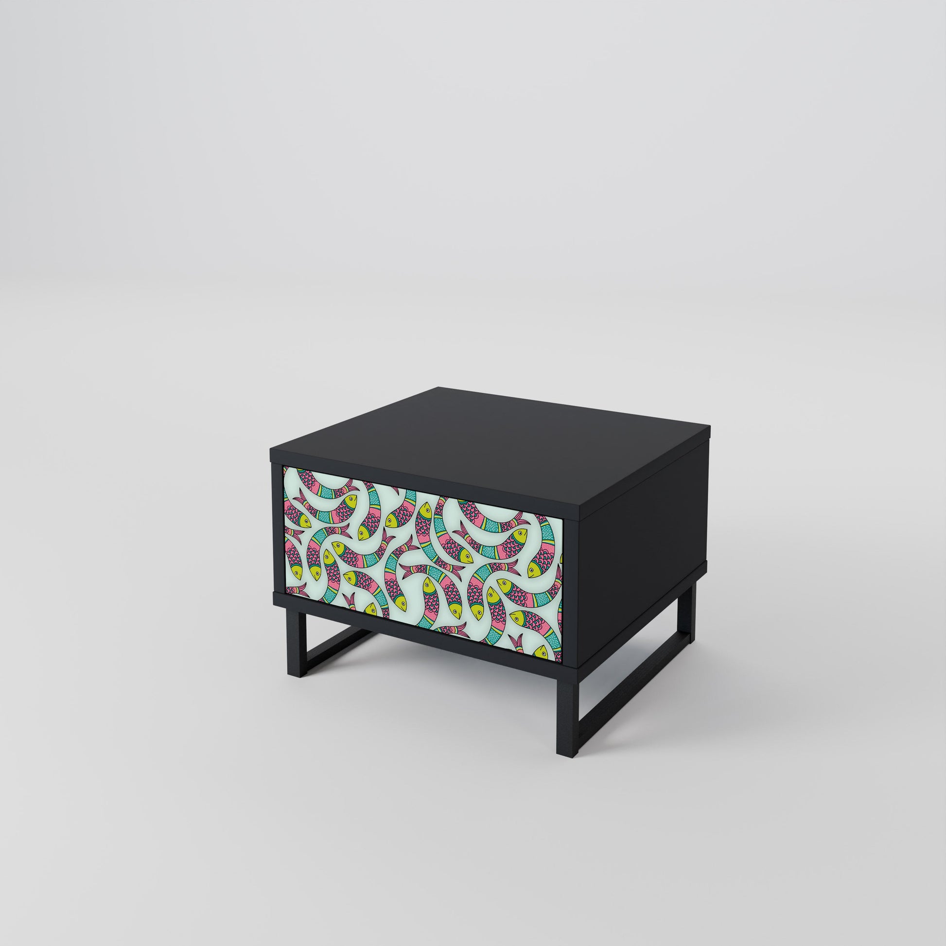 Table de chevet INDIAN FISH en finition noire