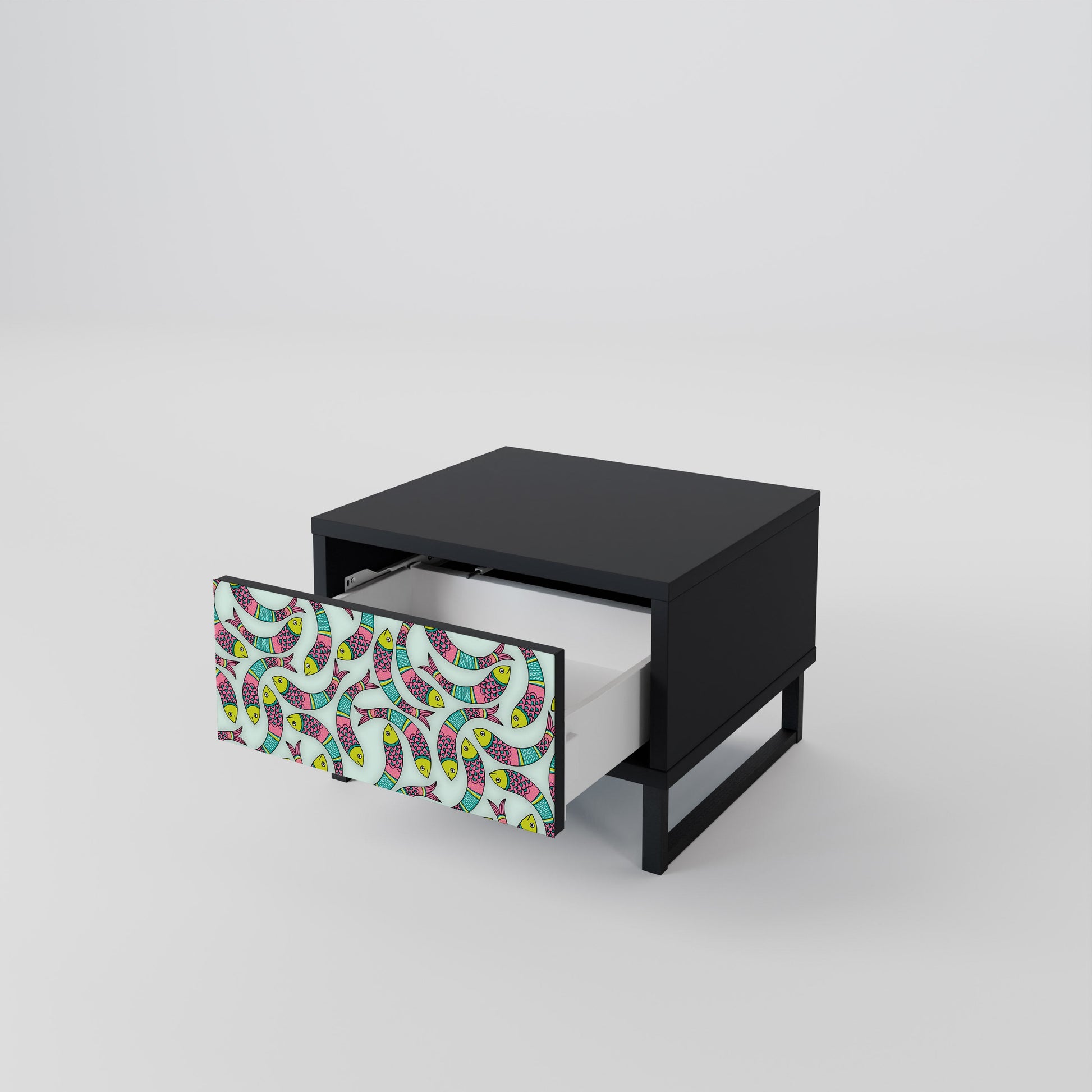 Table de chevet INDIAN FISH en finition noire