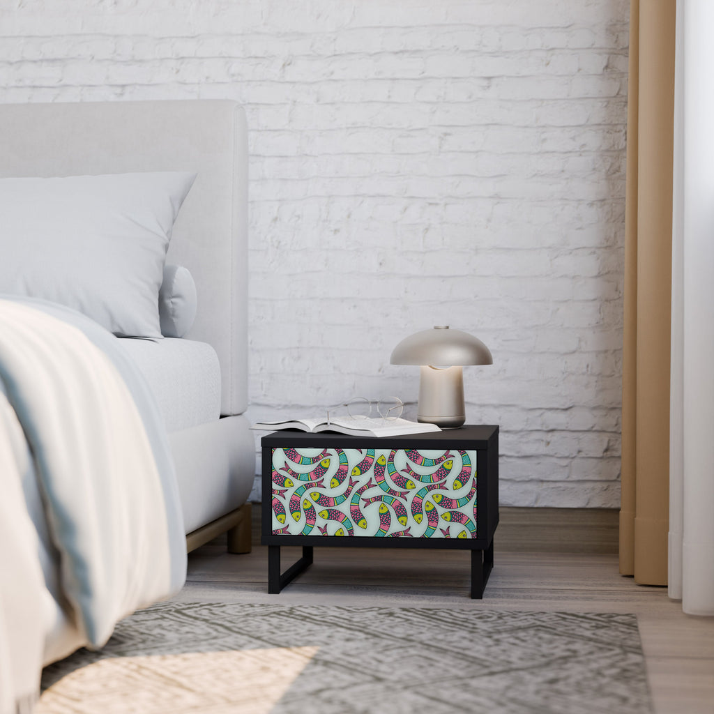 Table de chevet INDIAN FISH en finition noire