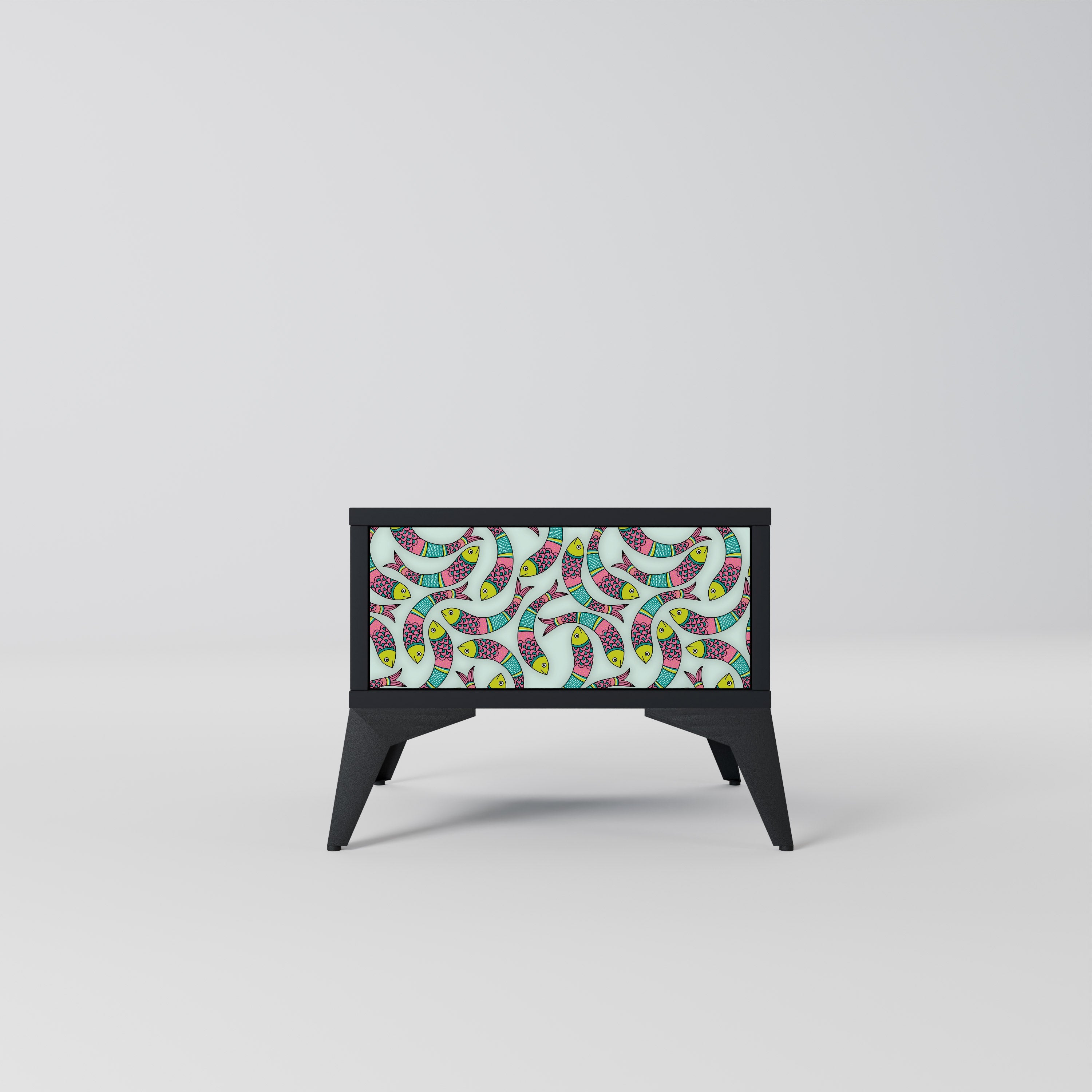 Table de chevet INDIAN FISH en finition noire