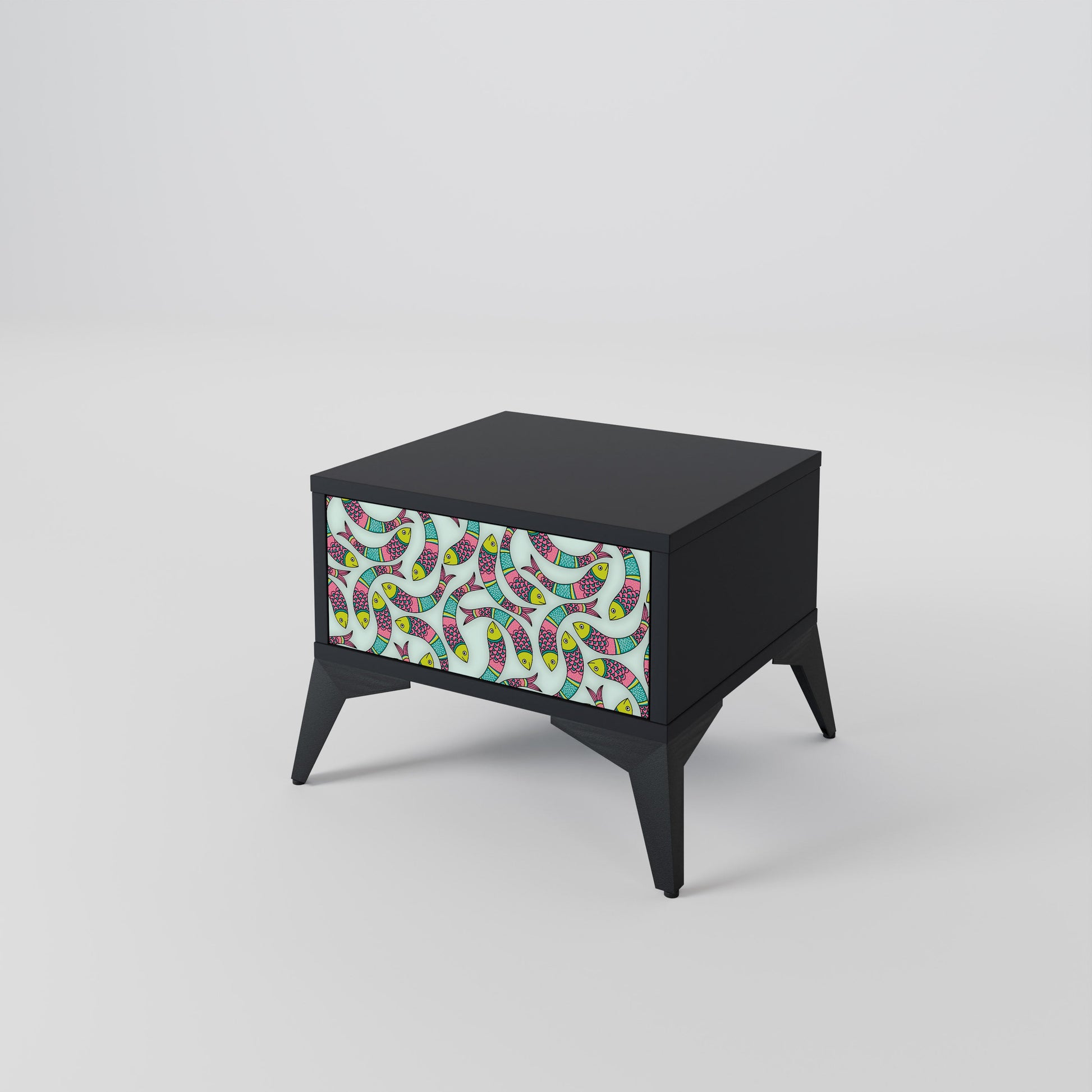 Table de chevet INDIAN FISH en finition noire