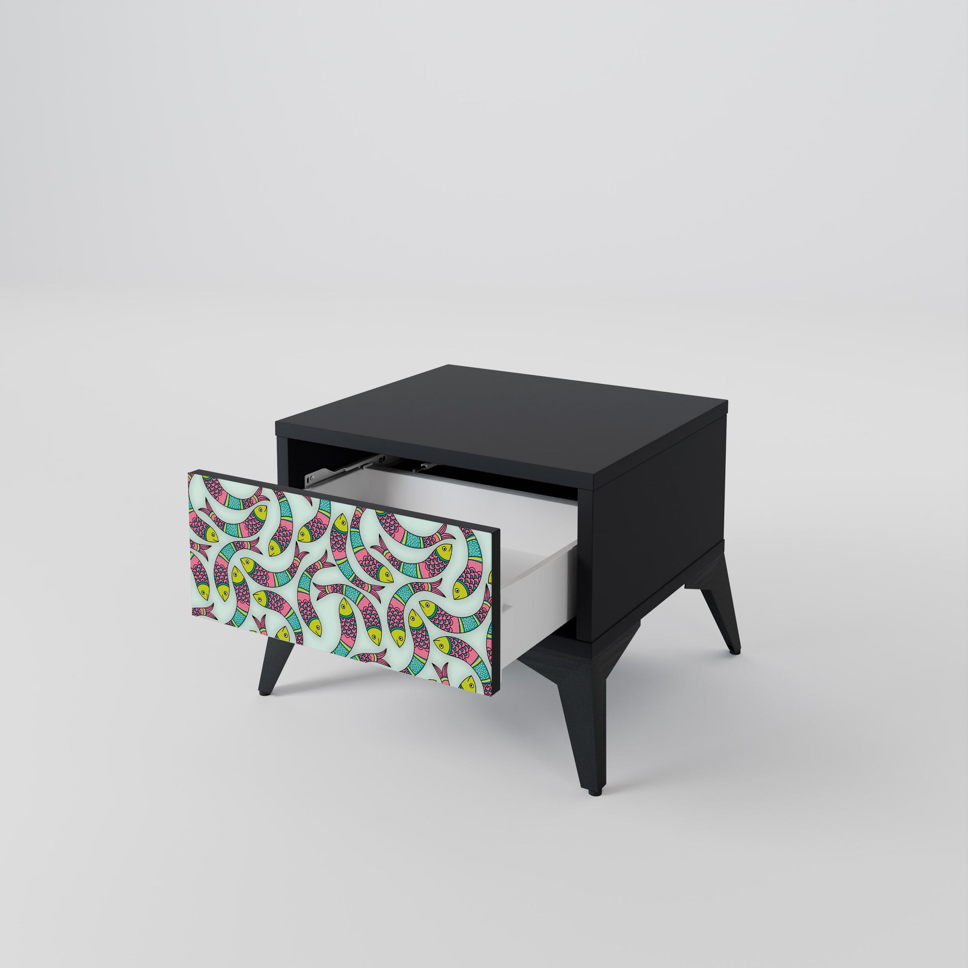 Table de chevet INDIAN FISH en finition noire