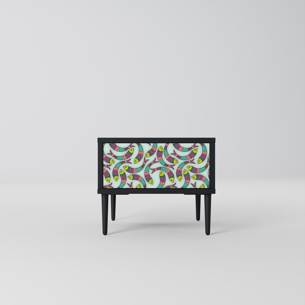 Table de chevet INDIAN FISH en finition noire