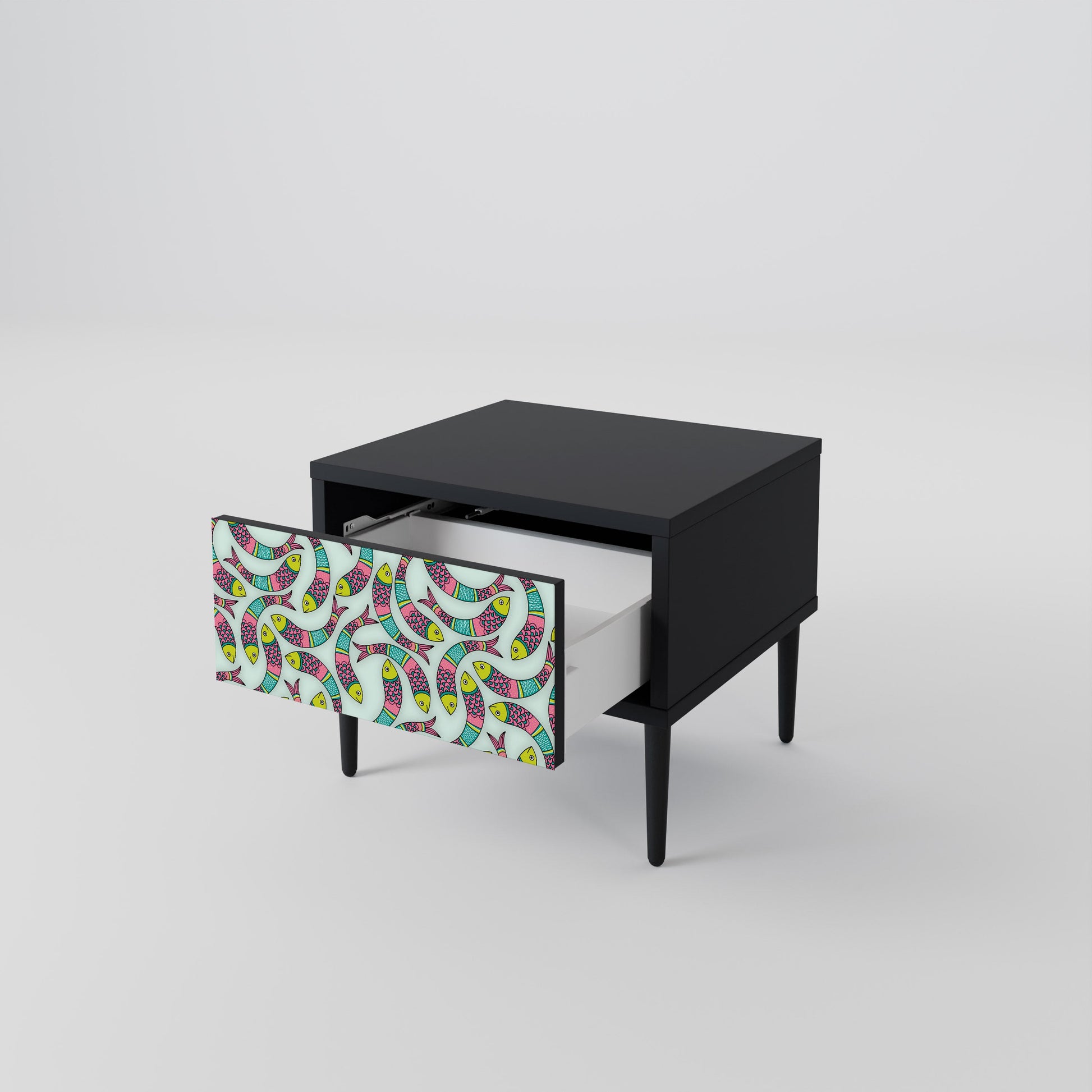 Table de chevet INDIAN FISH en finition noire