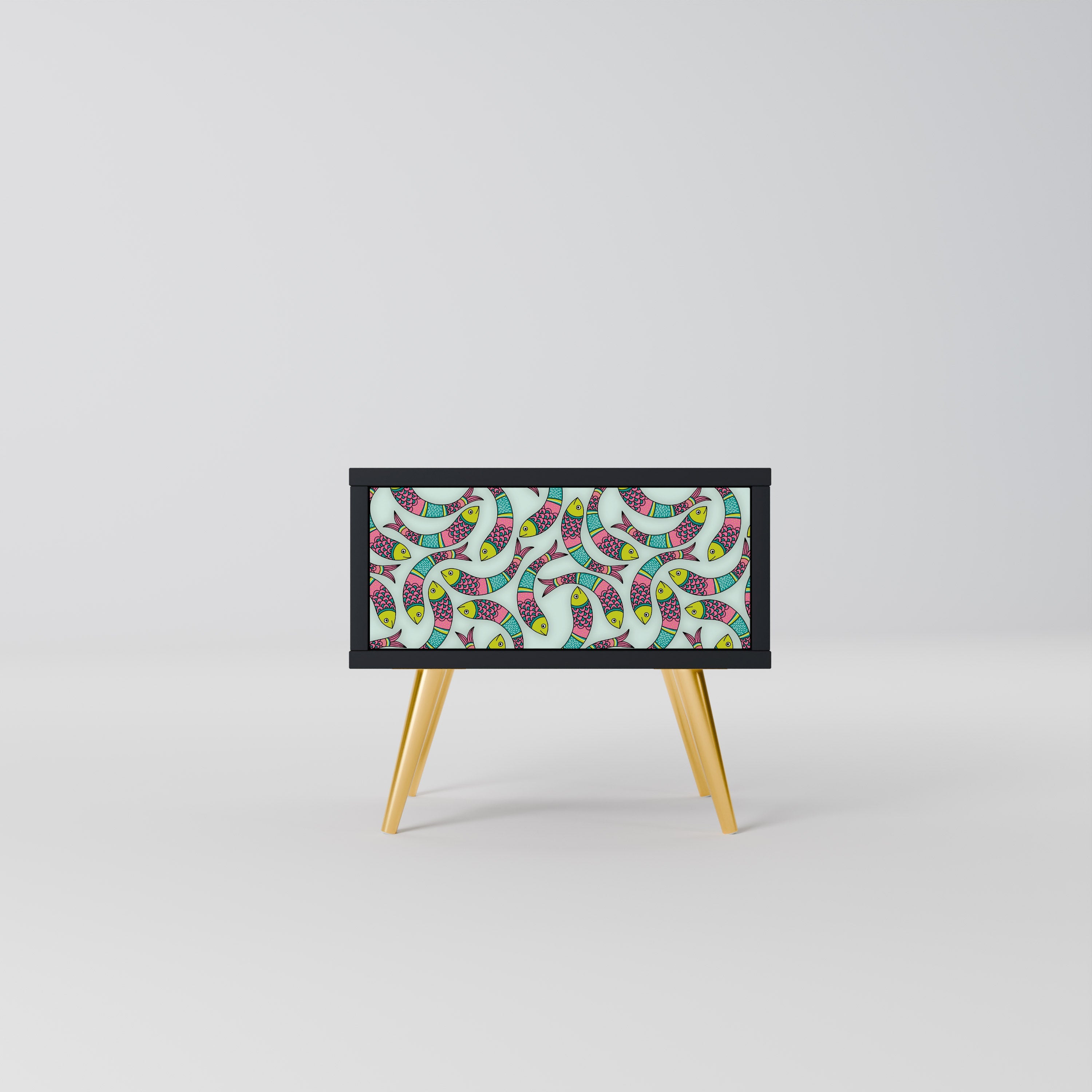 Table de chevet INDIAN FISH en finition noire