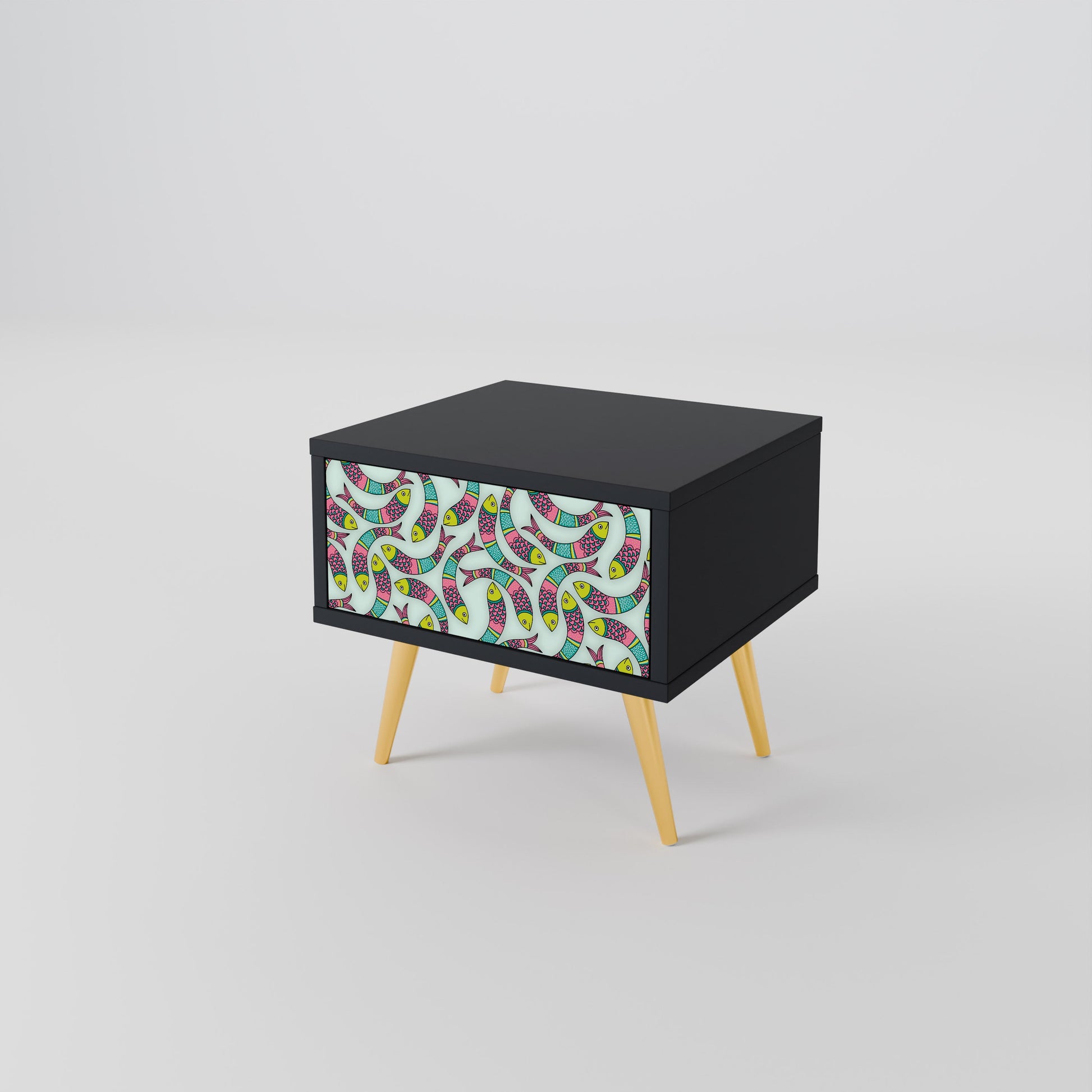 Table de chevet INDIAN FISH en finition noire
