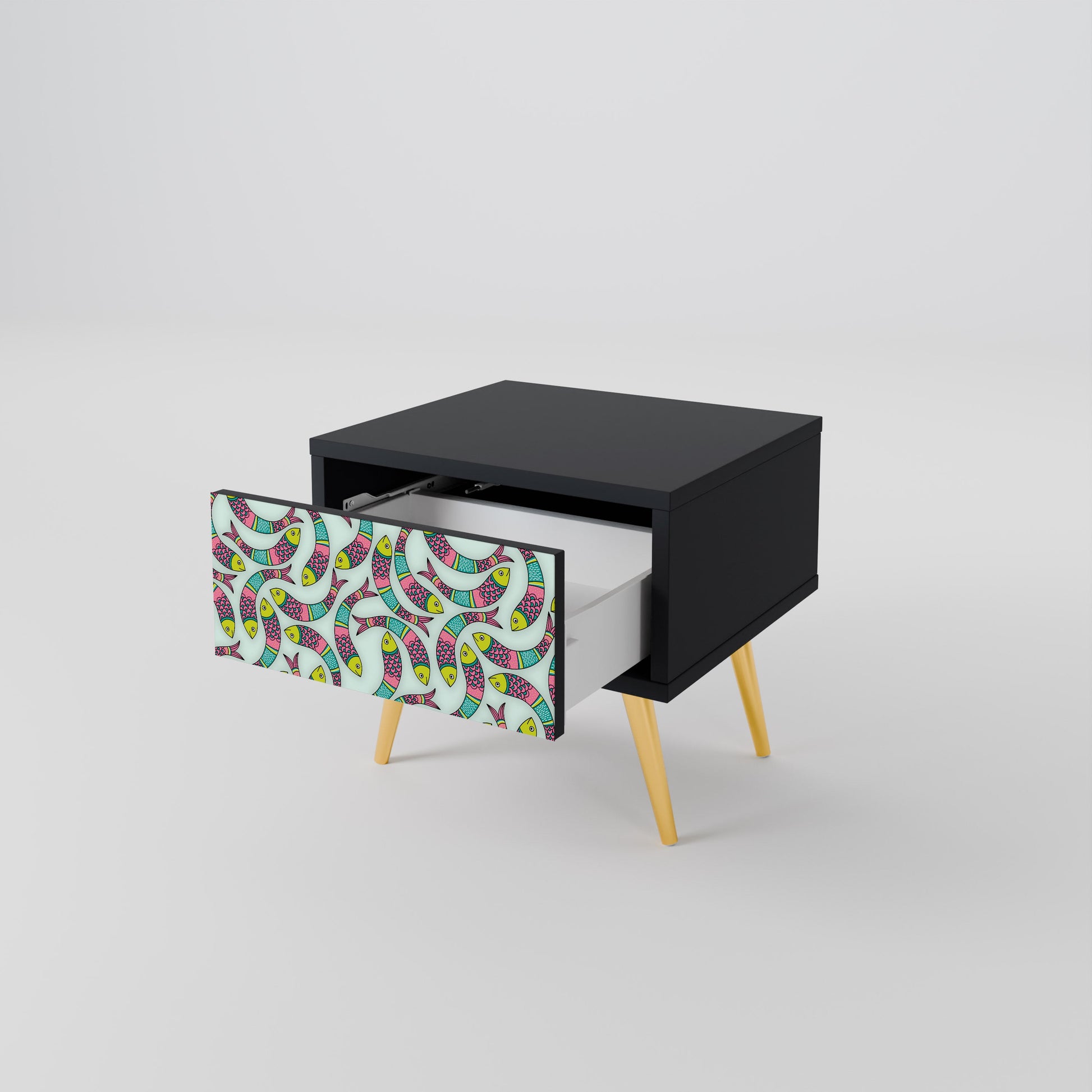 Table de chevet INDIAN FISH en finition noire