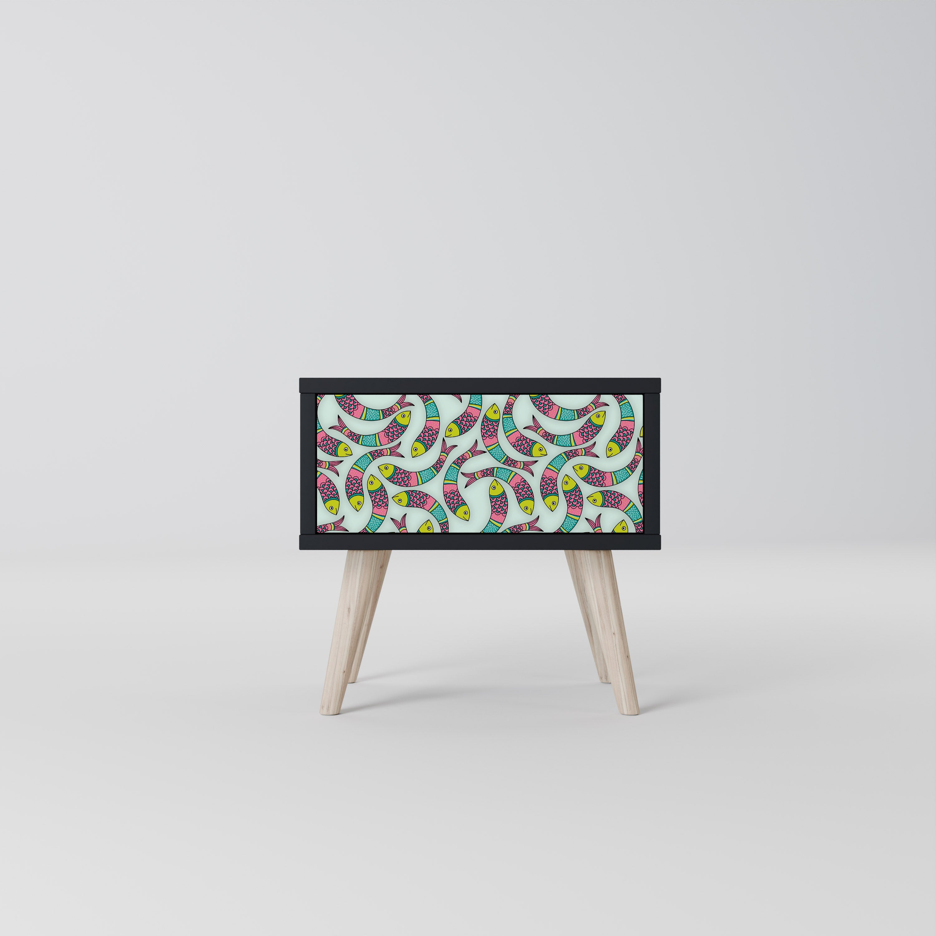 Table de chevet INDIAN FISH en finition noire