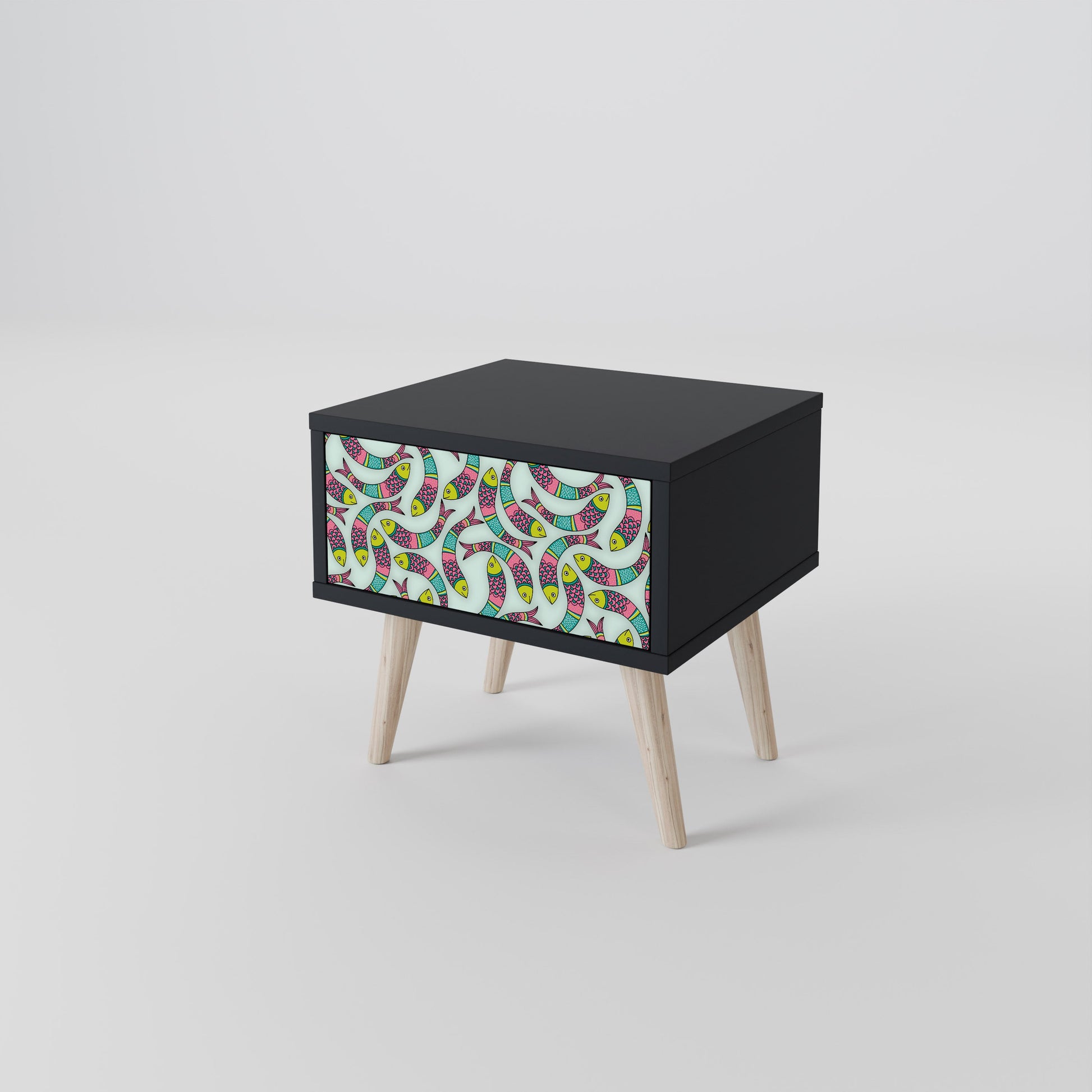 Table de chevet INDIAN FISH en finition noire