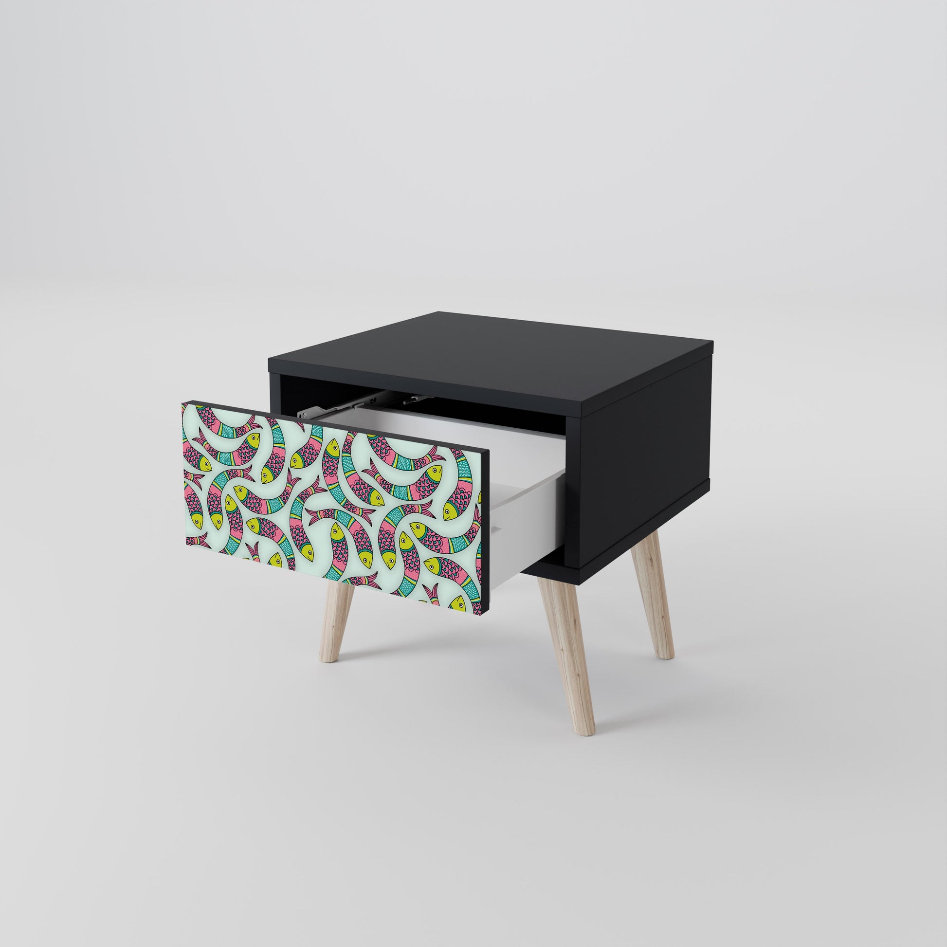 Table de chevet INDIAN FISH en finition noire