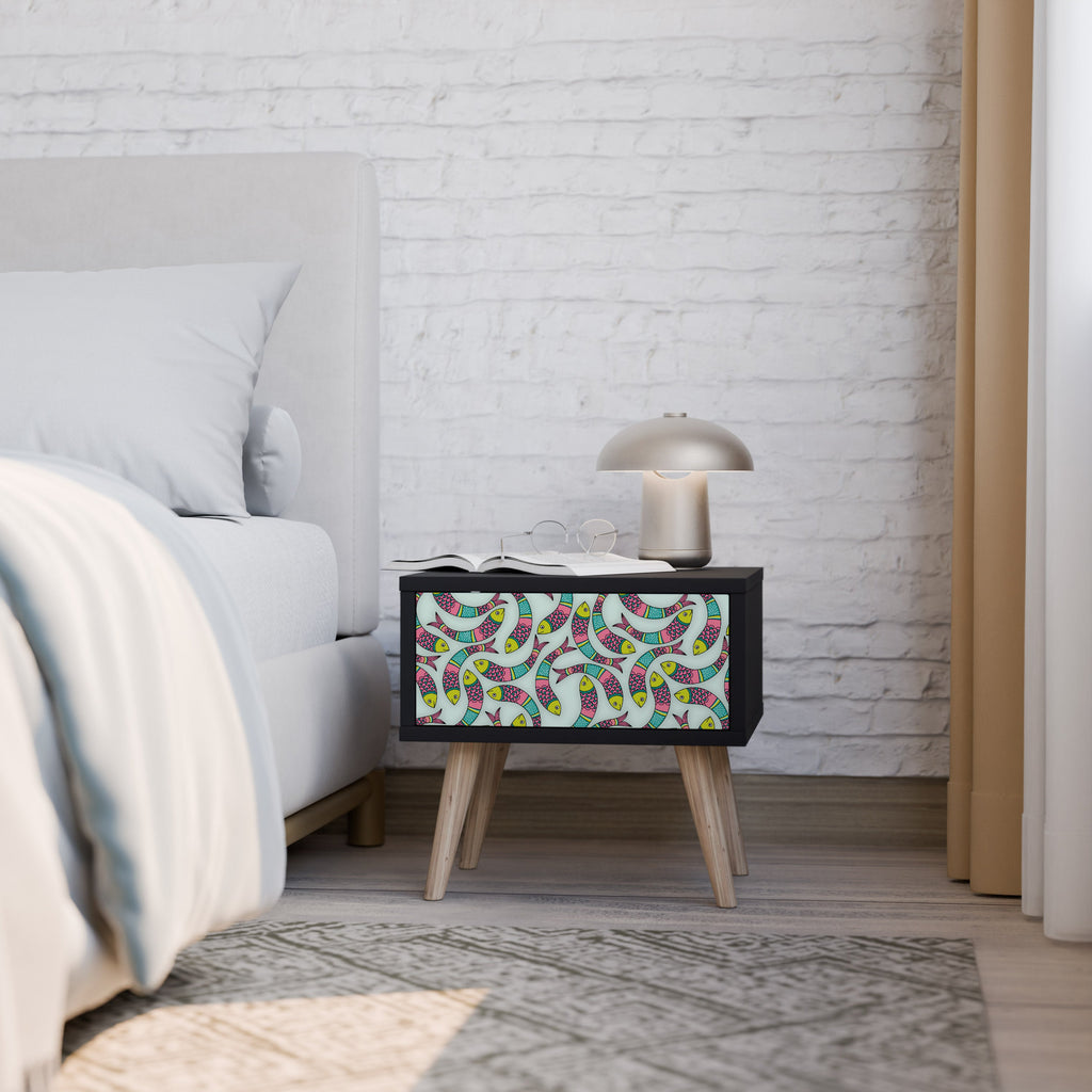 Table de chevet INDIAN FISH en finition noire