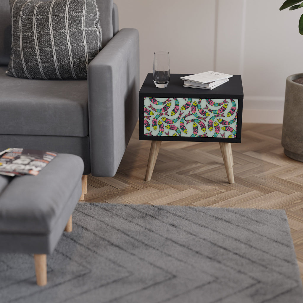Table de chevet INDIAN FISH en finition noire