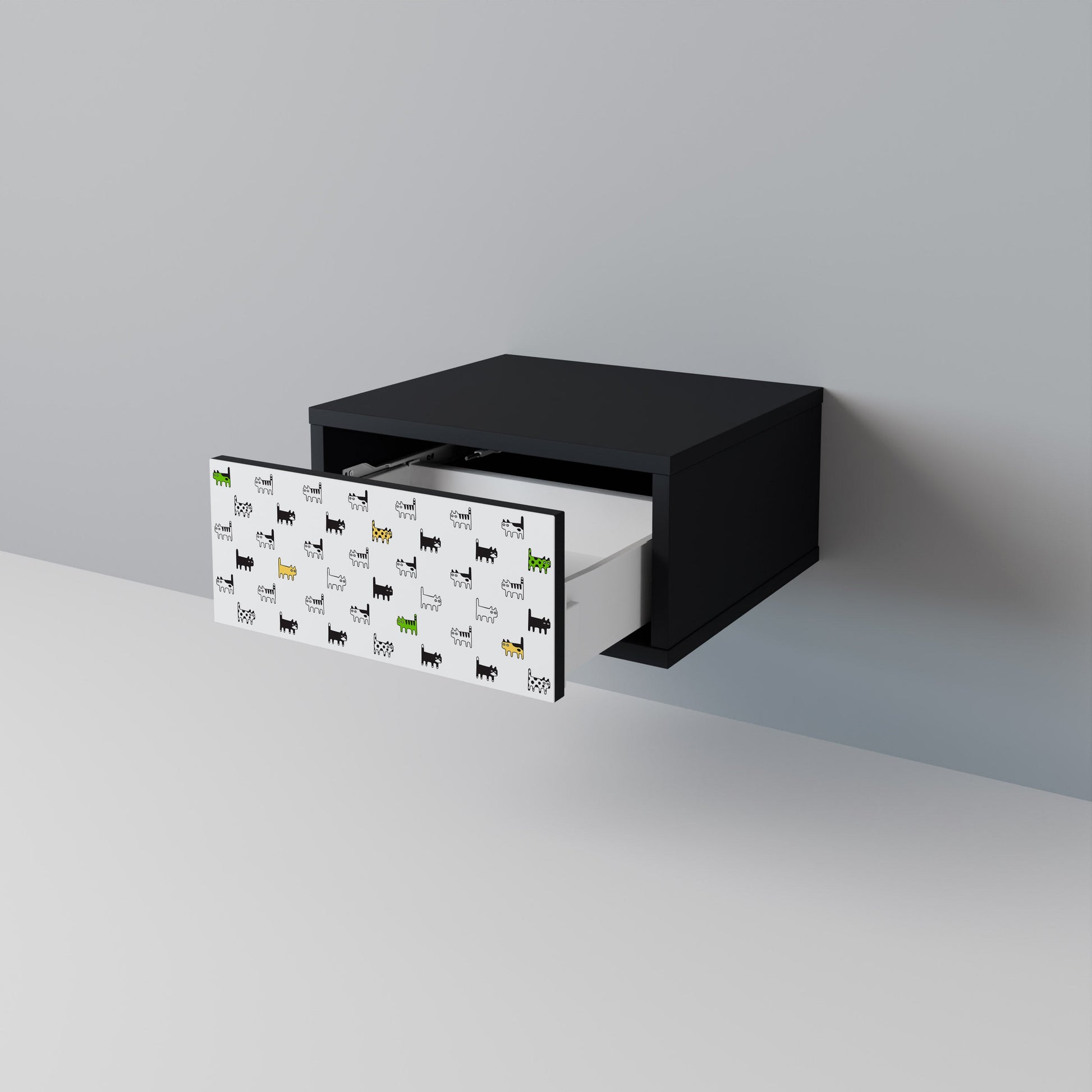 Table de chevet CATS COMPILATION en finition noire