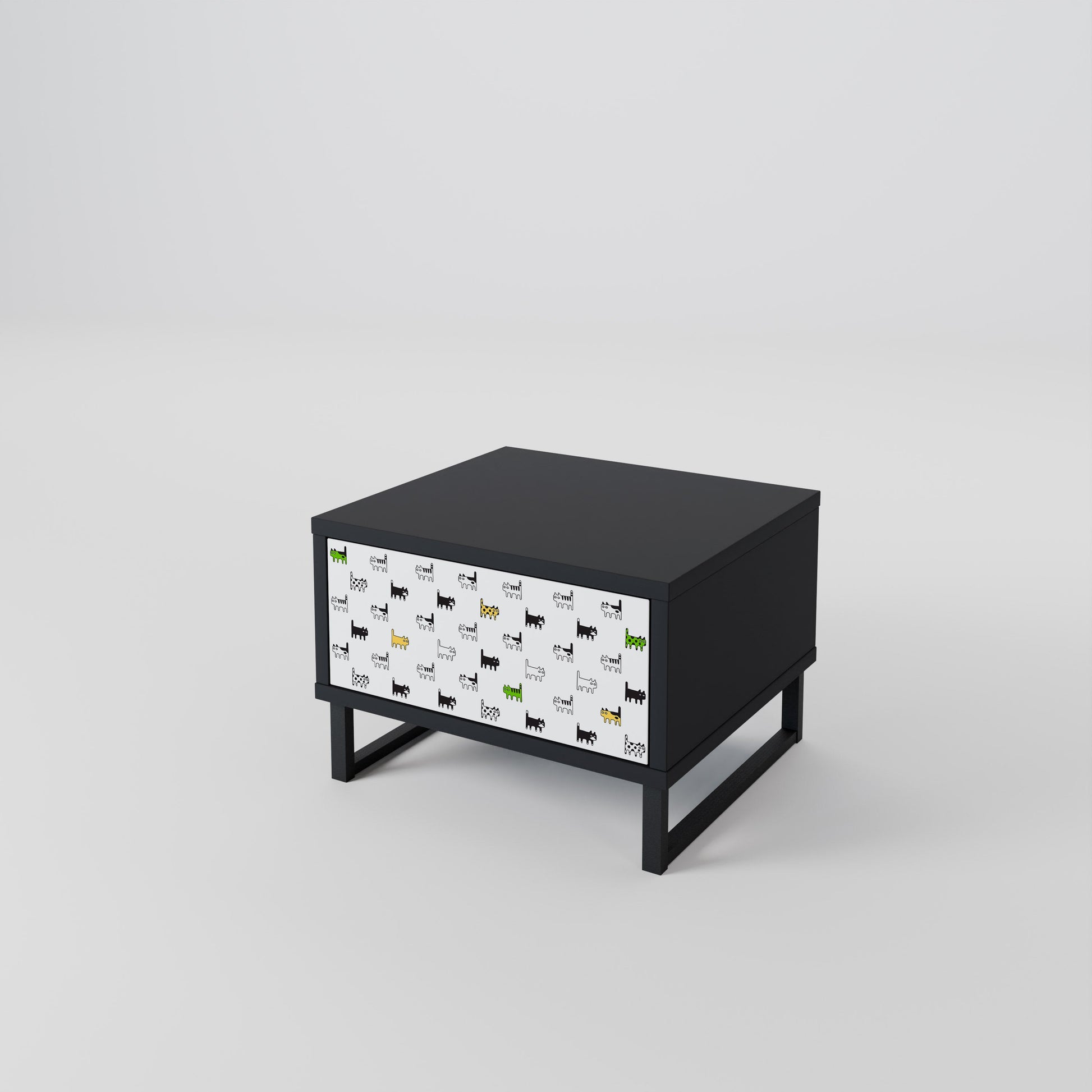Table de chevet CATS COMPILATION en finition noire