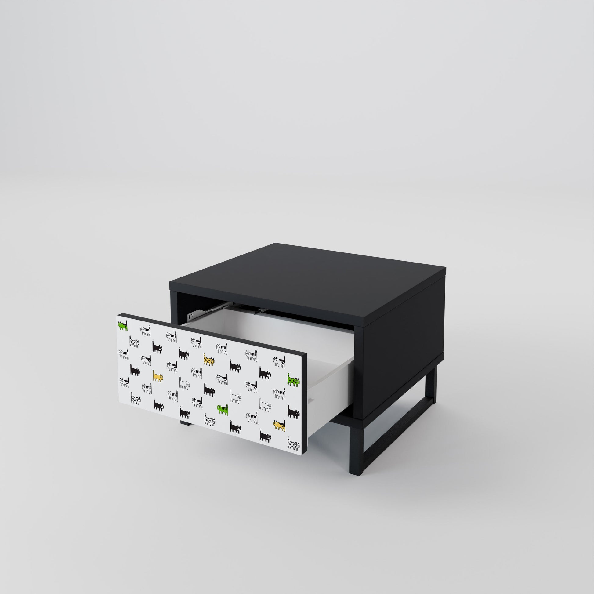 Table de chevet CATS COMPILATION en finition noire