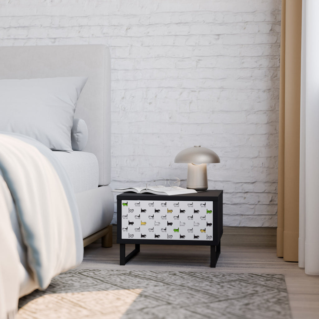 Table de chevet CATS COMPILATION en finition noire