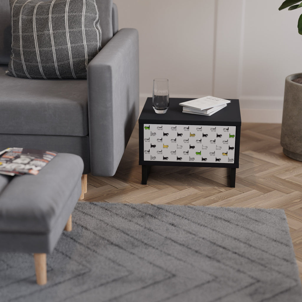Table de chevet CATS COMPILATION en finition noire