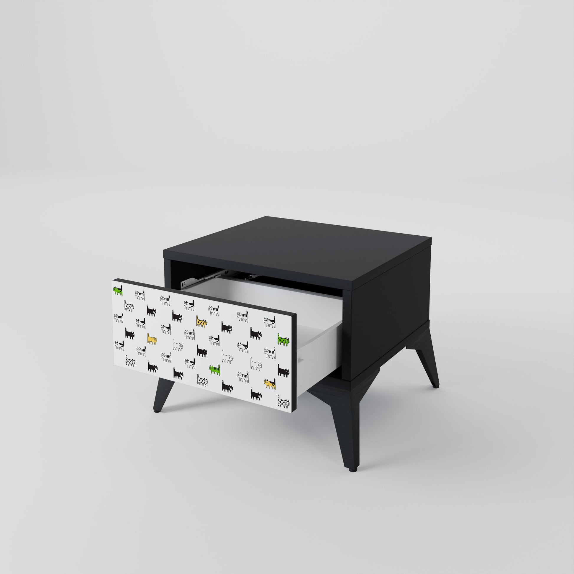 Table de chevet CATS COMPILATION en finition noire