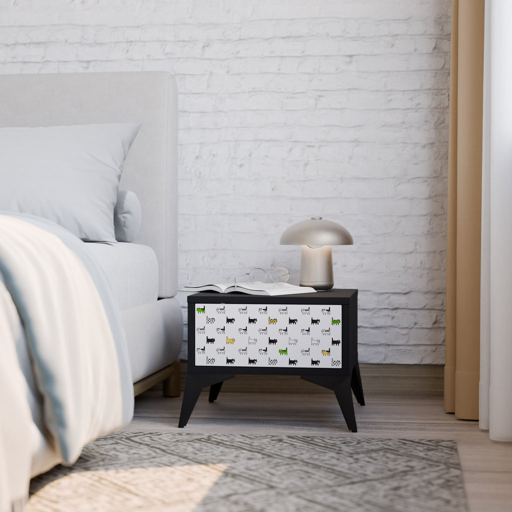 Table de chevet CATS COMPILATION en finition noire