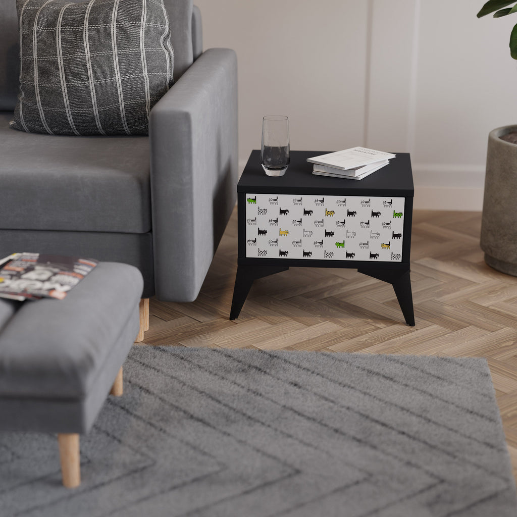 Table de chevet CATS COMPILATION en finition noire