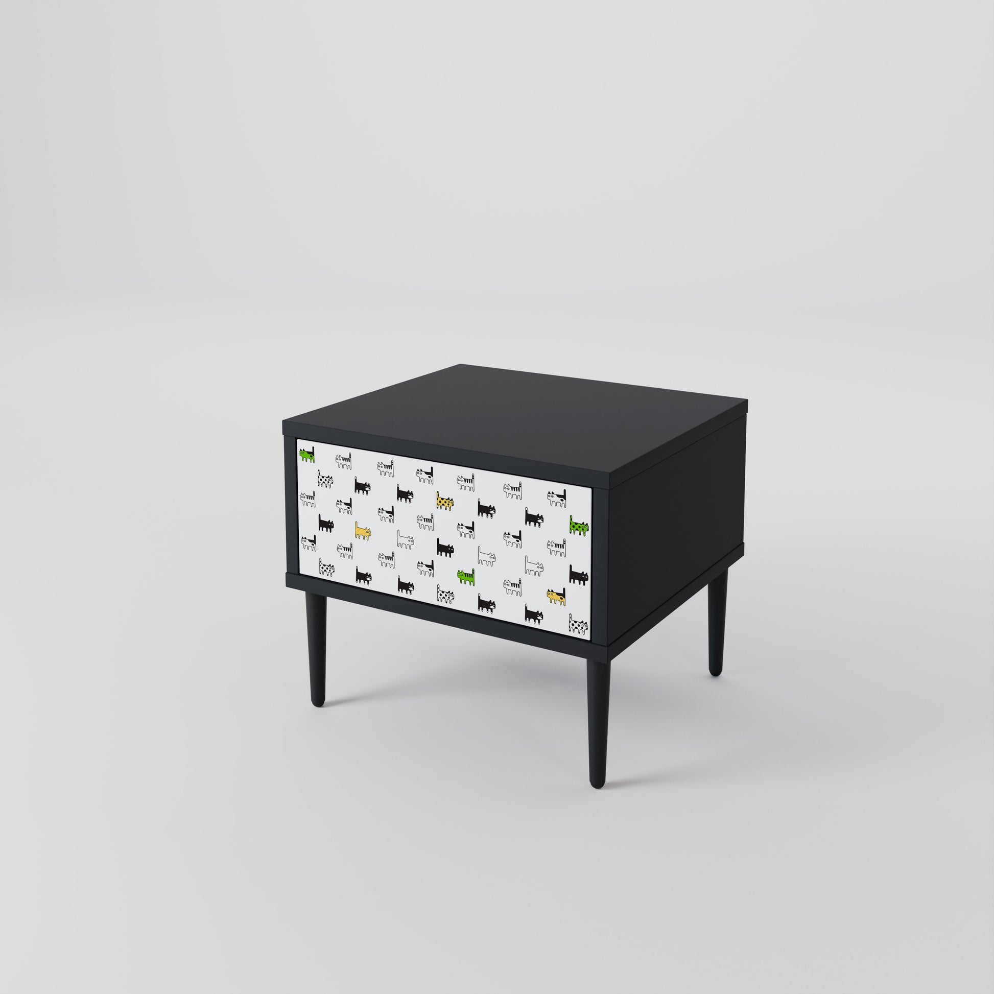 Table de chevet CATS COMPILATION en finition noire