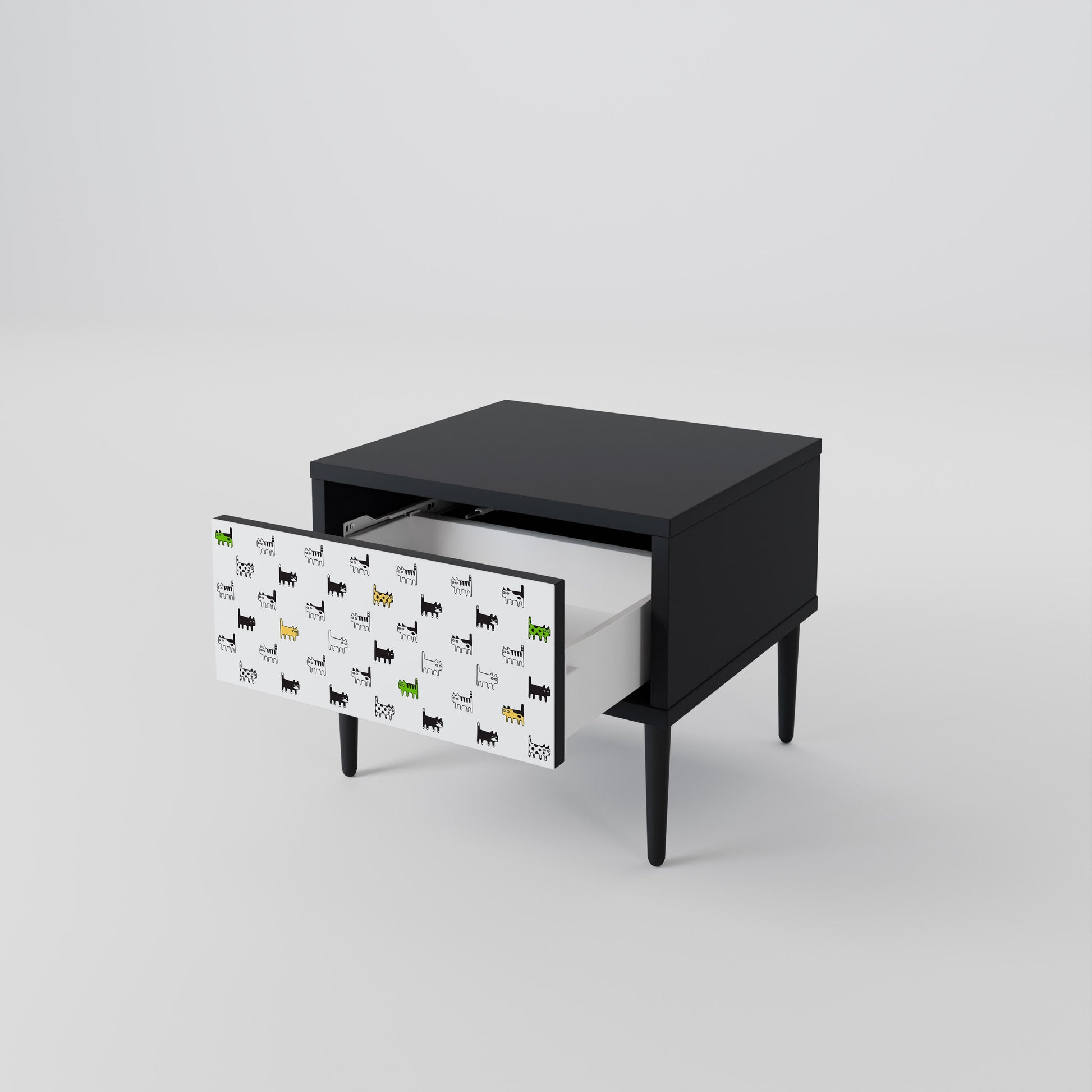 Table de chevet CATS COMPILATION en finition noire