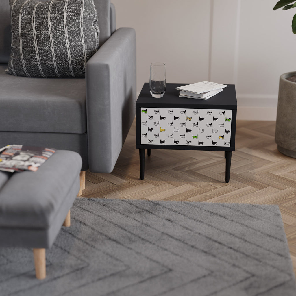 Table de chevet CATS COMPILATION en finition noire