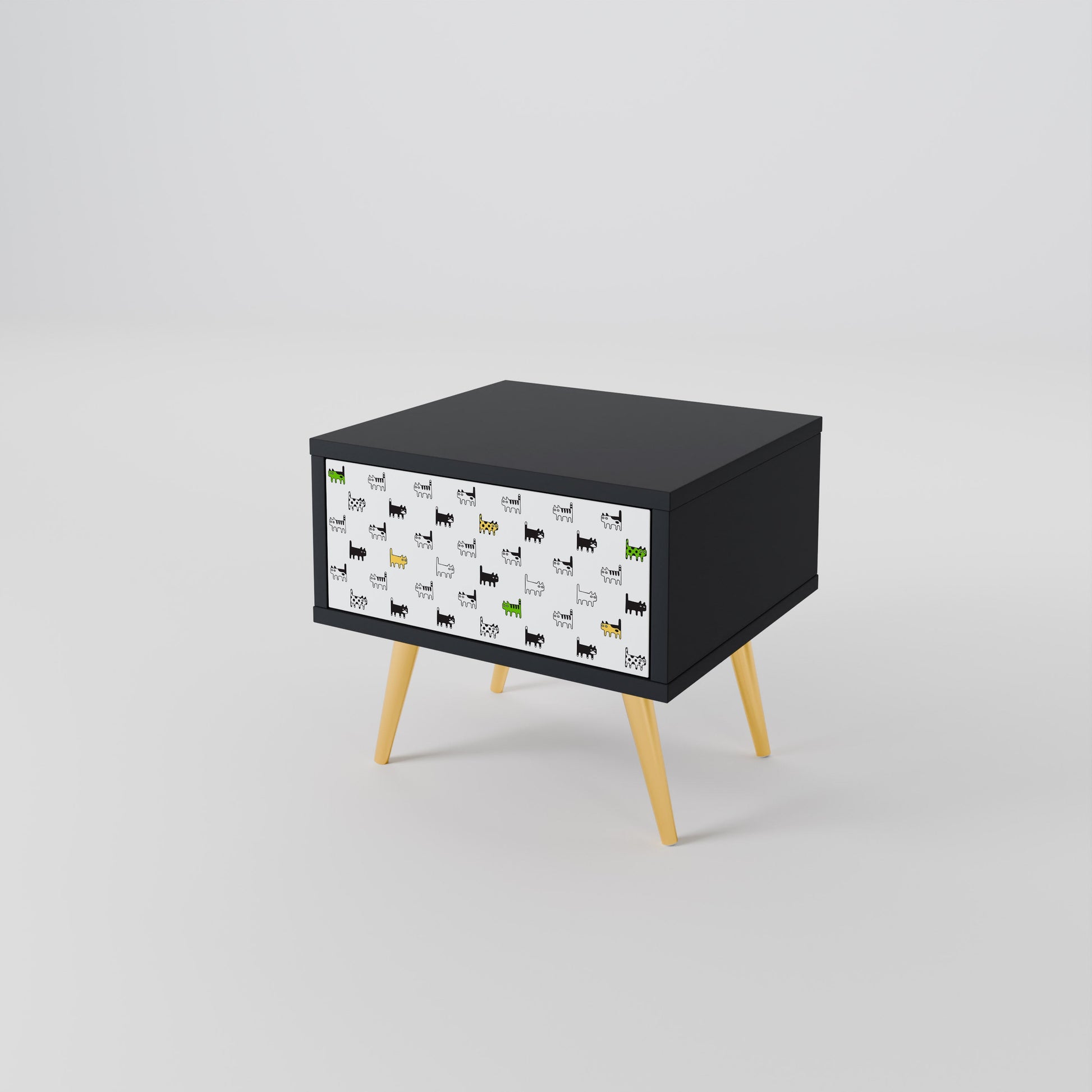 Table de chevet CATS COMPILATION en finition noire