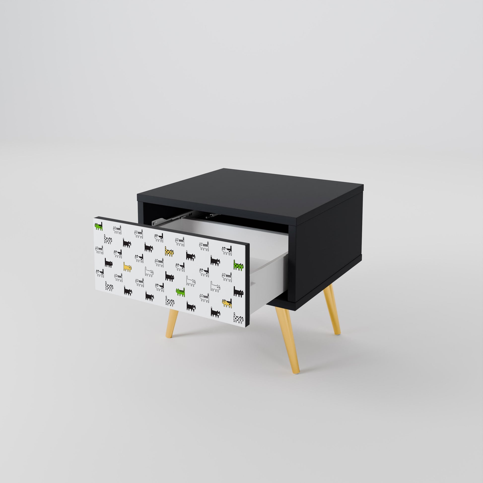 Table de chevet CATS COMPILATION en finition noire