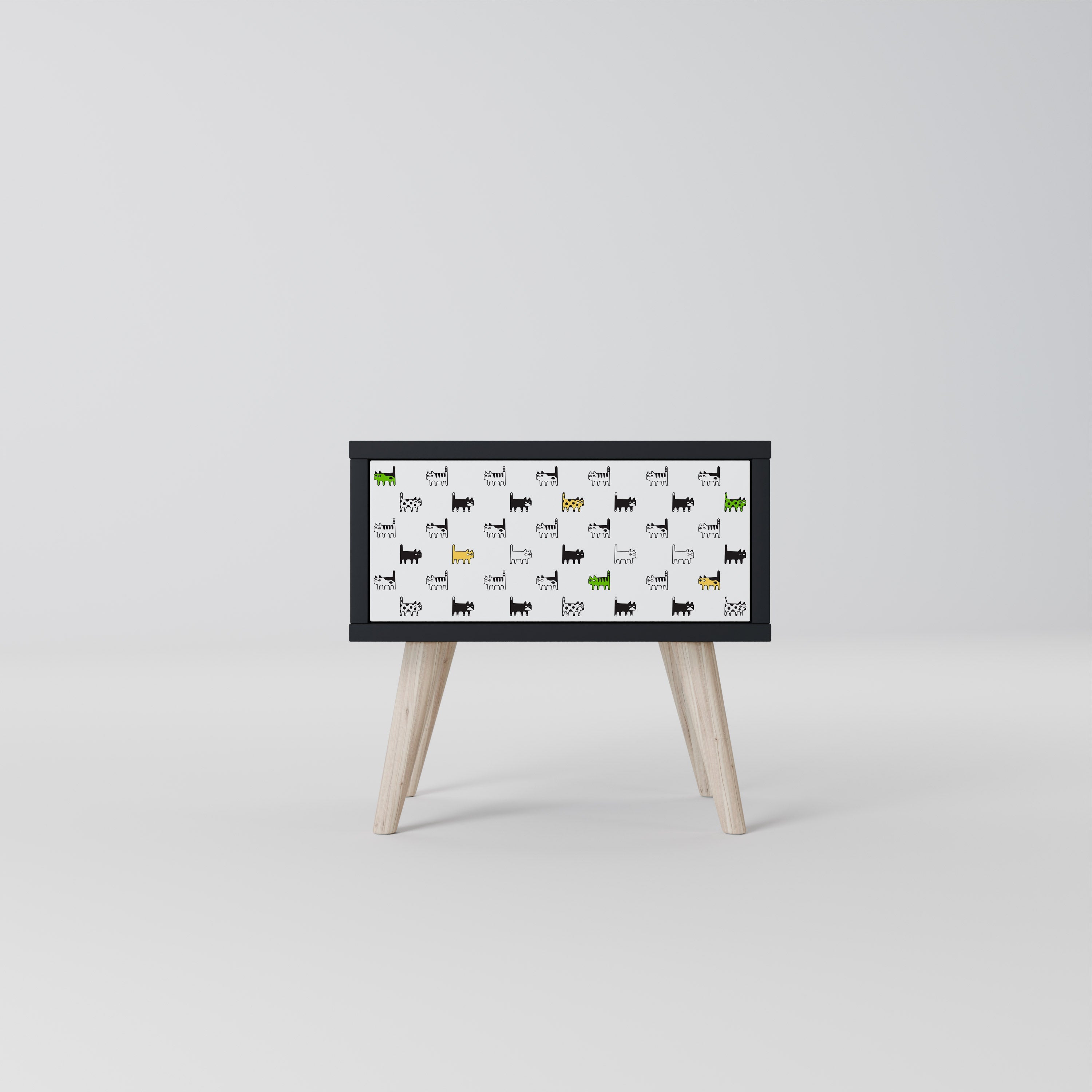 Table de chevet CATS COMPILATION en finition noire