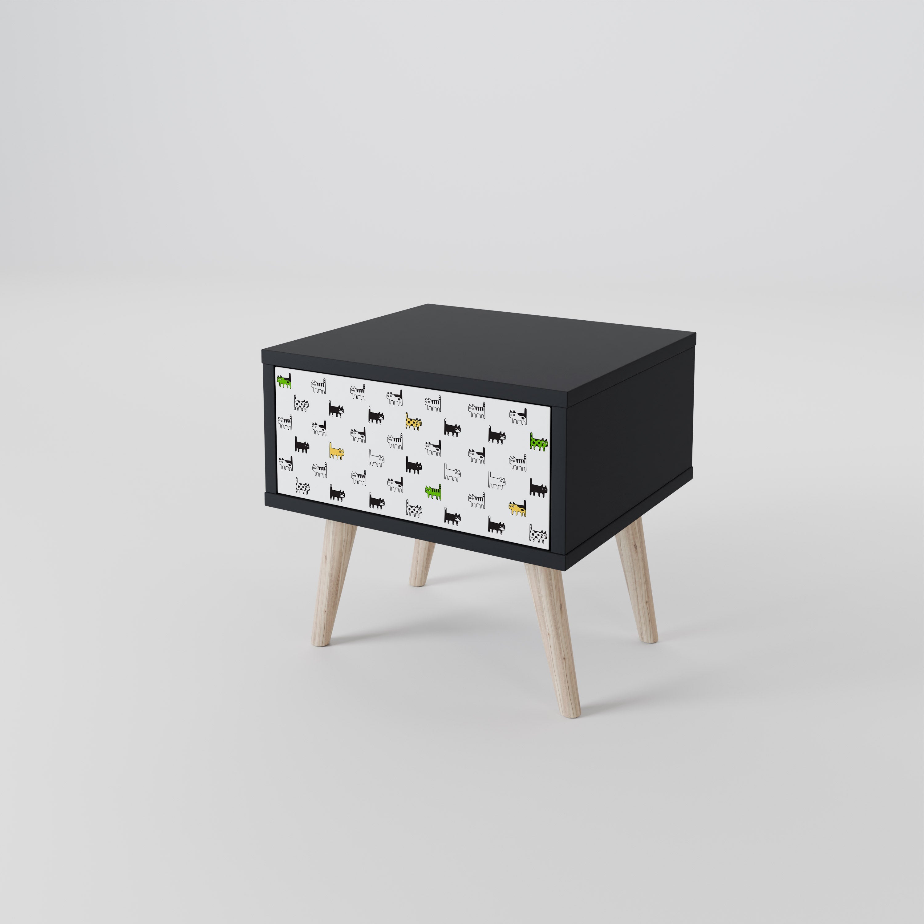 Table de chevet CATS COMPILATION en finition noire
