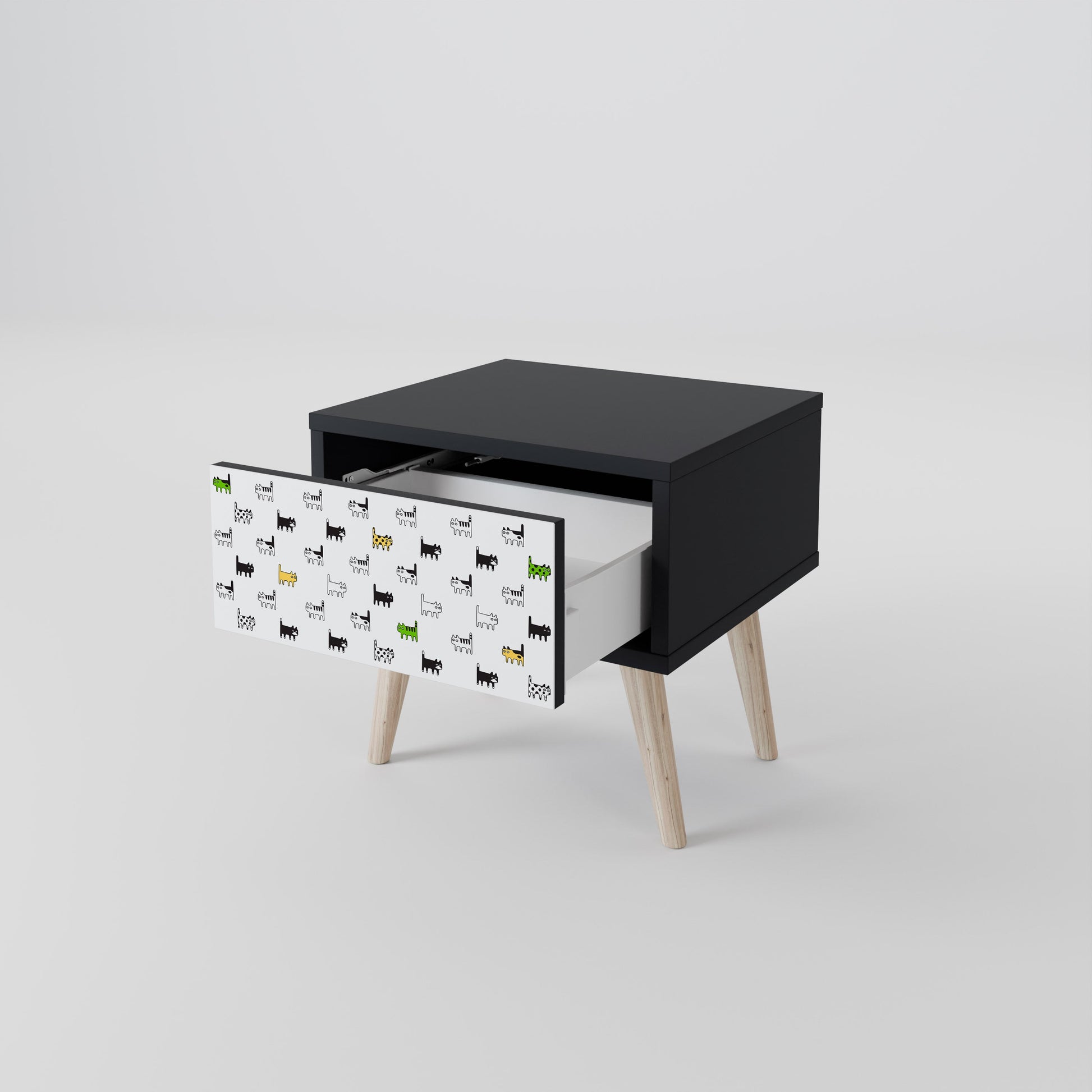 Table de chevet CATS COMPILATION en finition noire
