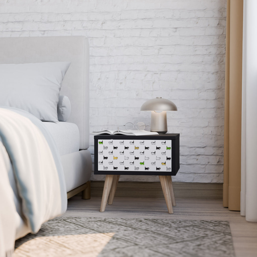 Table de chevet CATS COMPILATION en finition noire