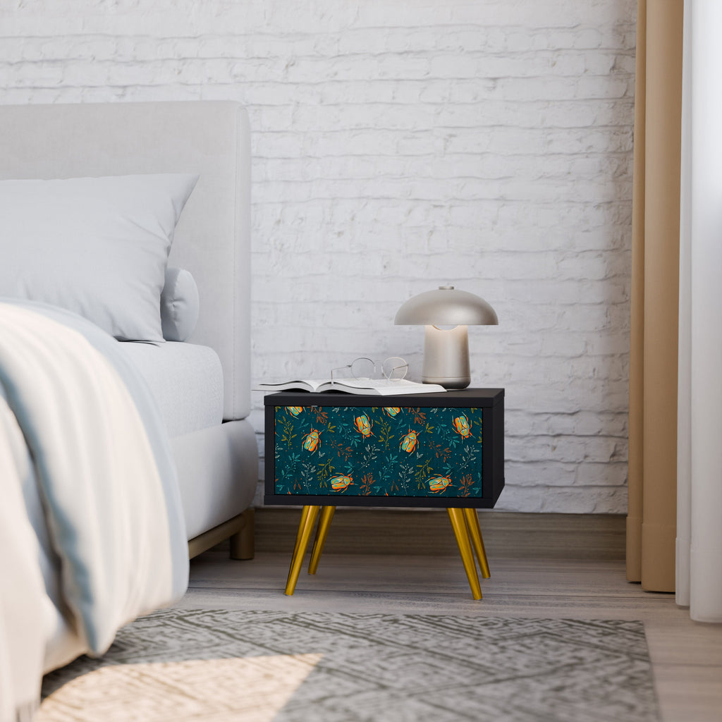 Table de chevet AUTUMN INSECTS en finition noire