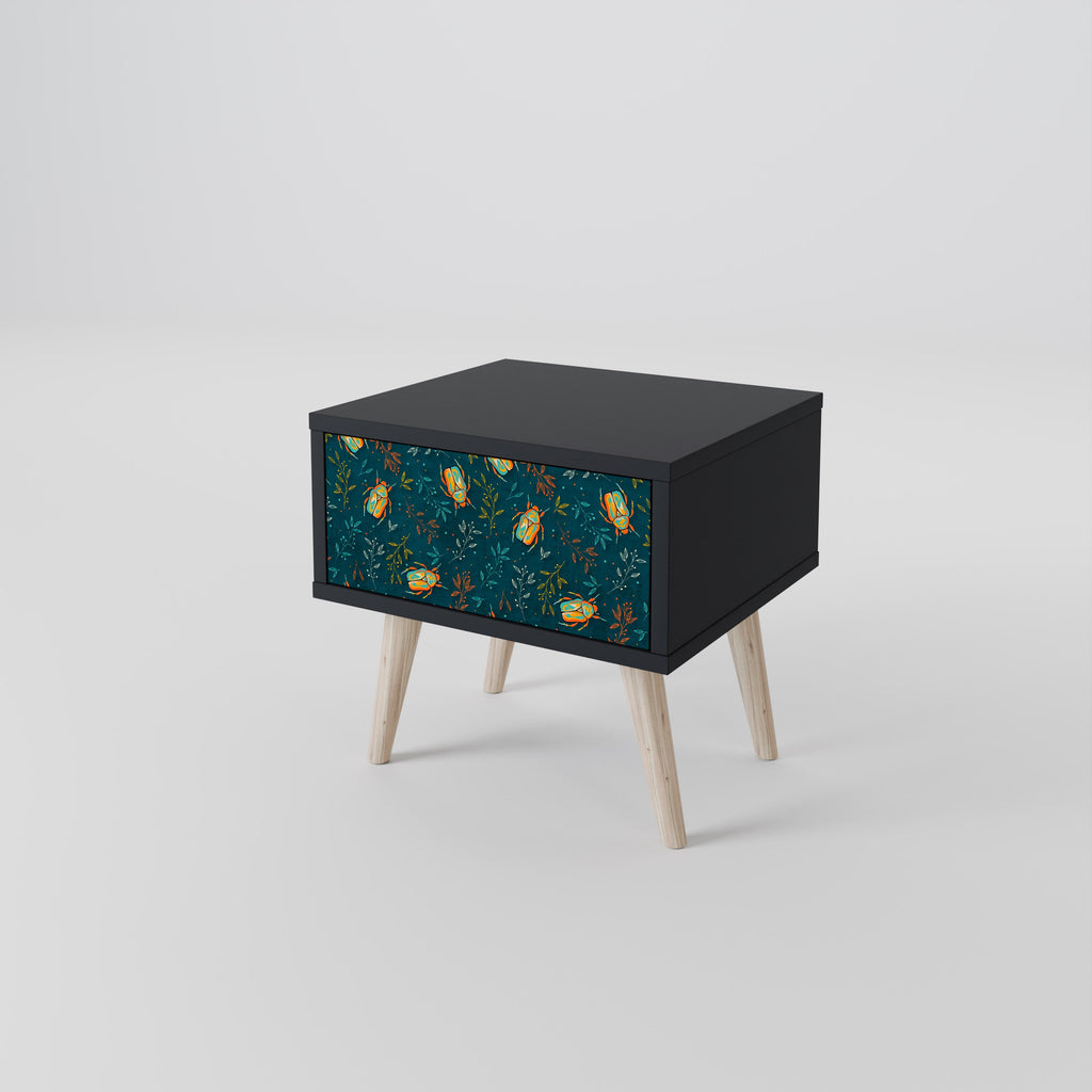 Table de chevet AUTUMN INSECTS en finition noire