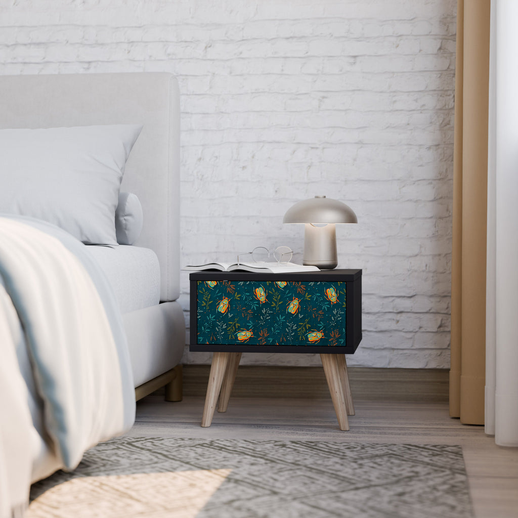 Table de chevet AUTUMN INSECTS en finition noire