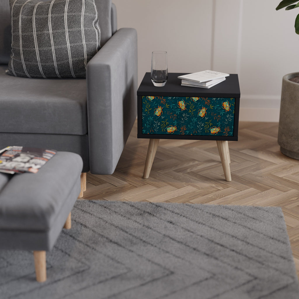 Table de chevet AUTUMN INSECTS en finition noire