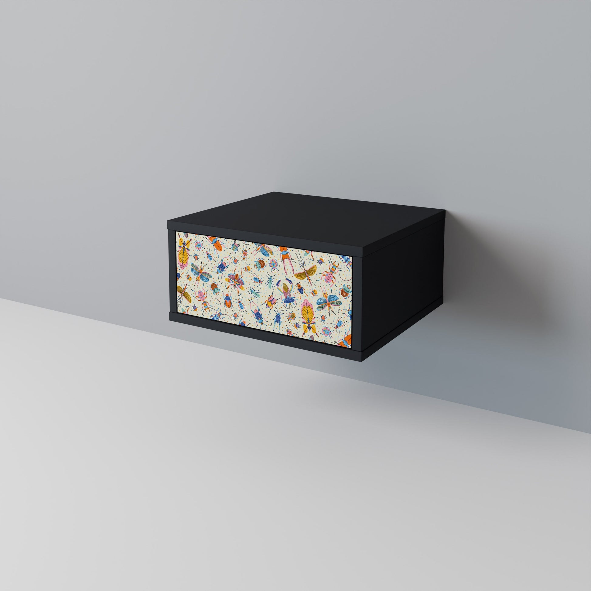 Table de chevet COLORFUL INSECTS en finition noire