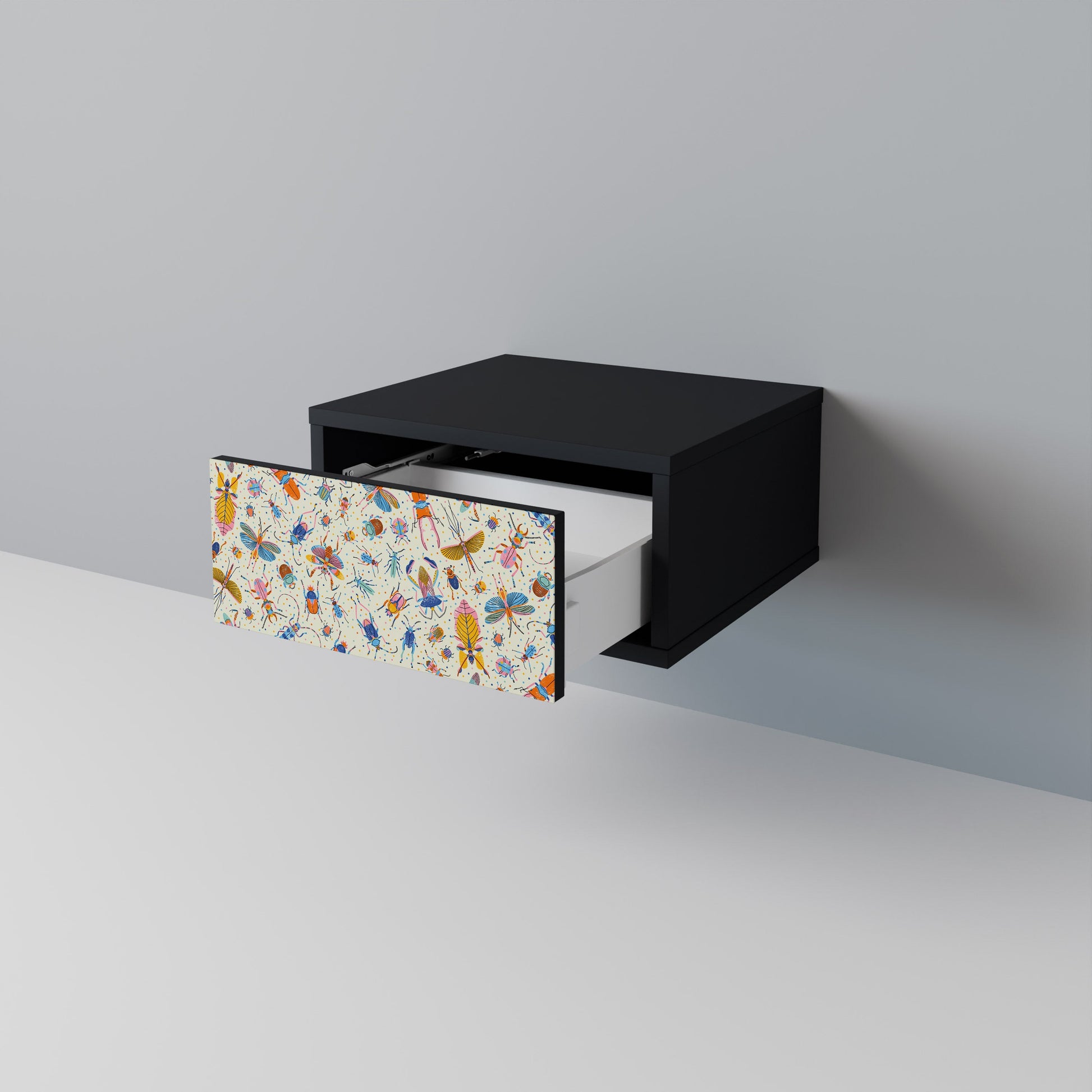 Table de chevet COLORFUL INSECTS en finition noire