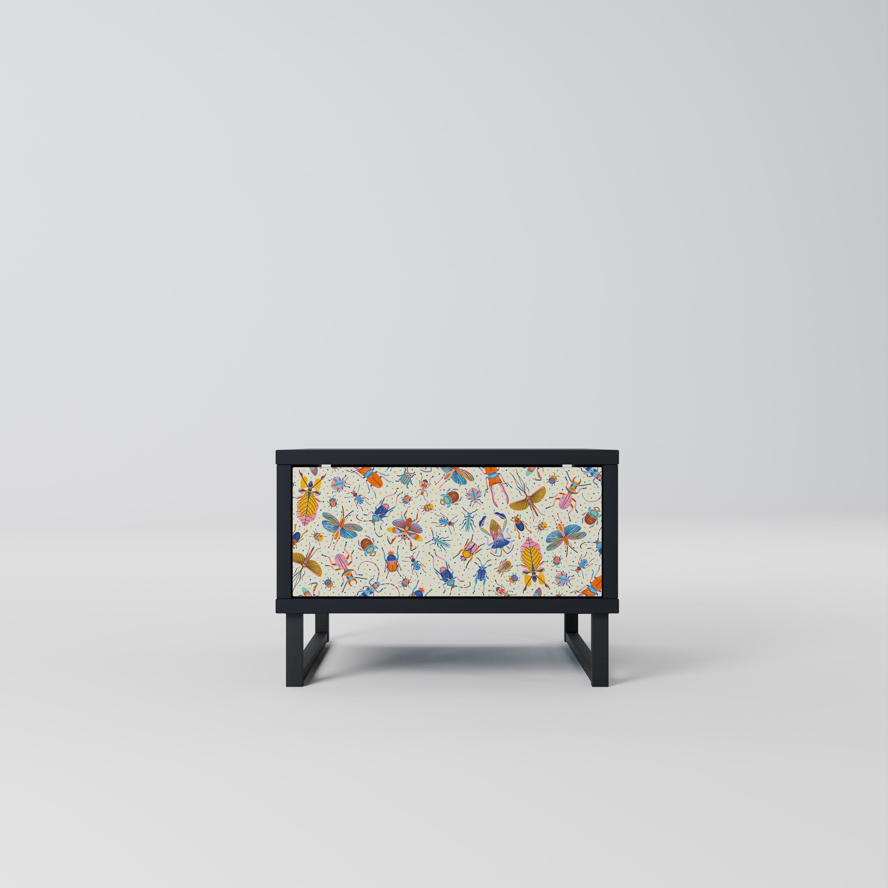 Table de chevet COLORFUL INSECTS en finition noire