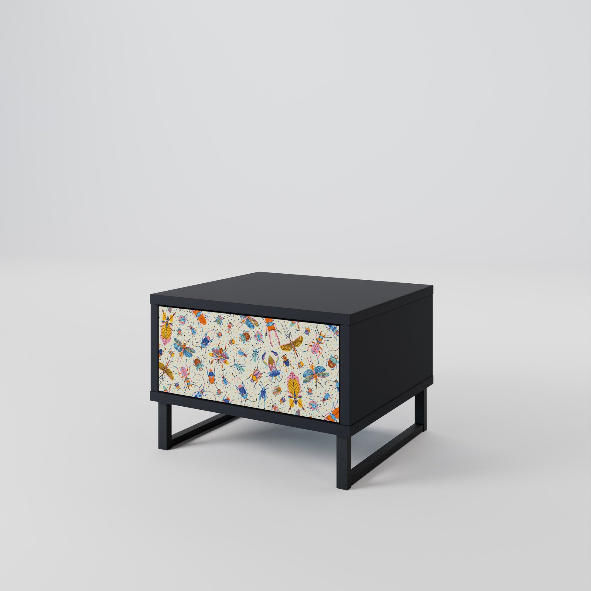 Table de chevet COLORFUL INSECTS en finition noire