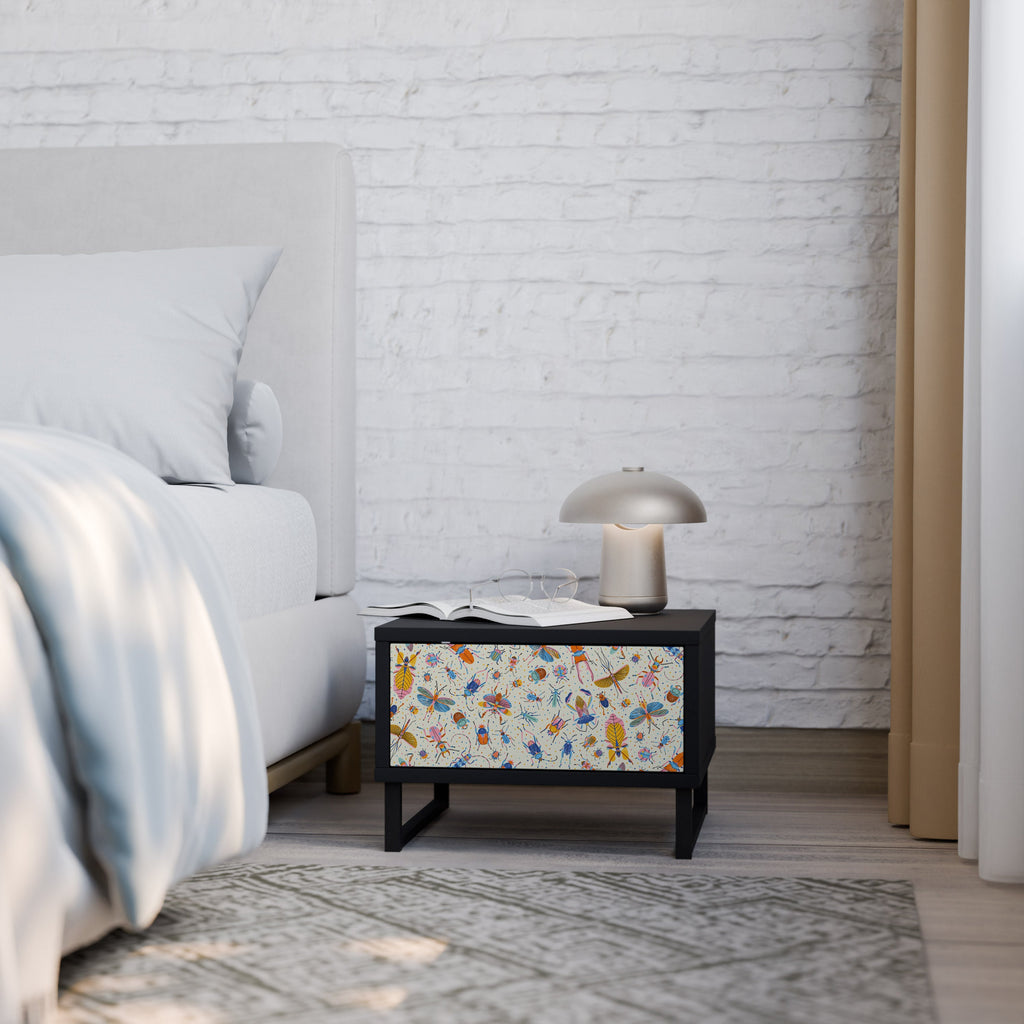 Table de chevet COLORFUL INSECTS en finition noire