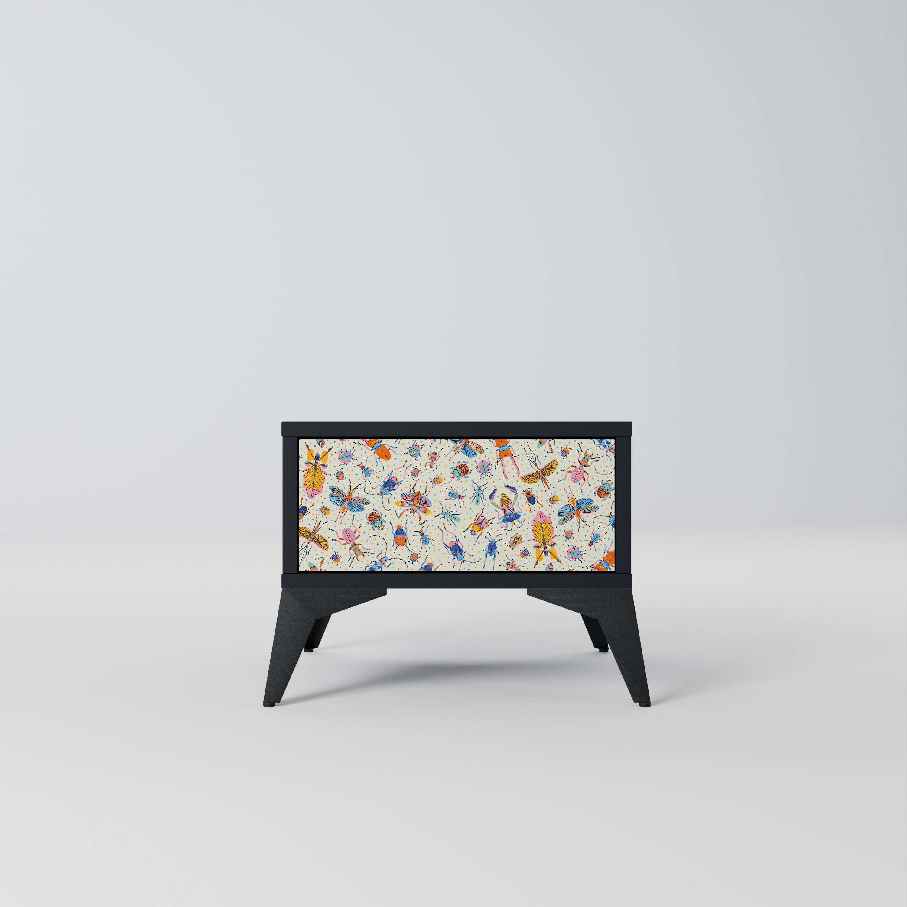 Table de chevet COLORFUL INSECTS en finition noire
