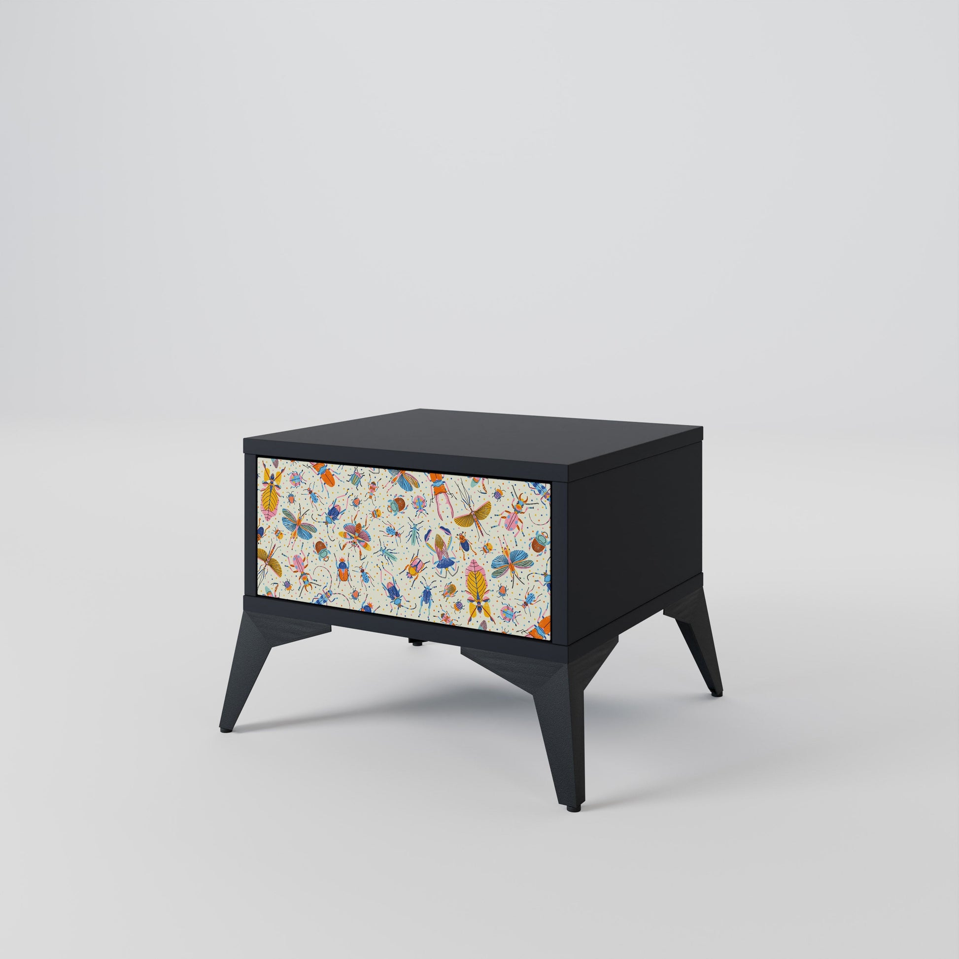 Table de chevet COLORFUL INSECTS en finition noire