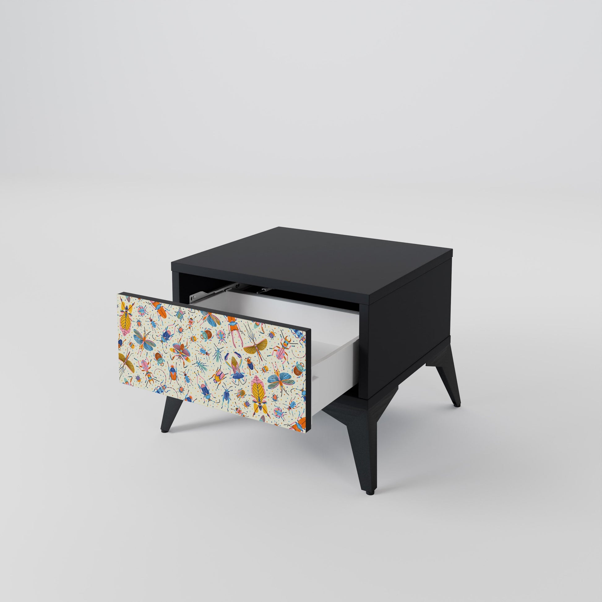 Table de chevet COLORFUL INSECTS en finition noire