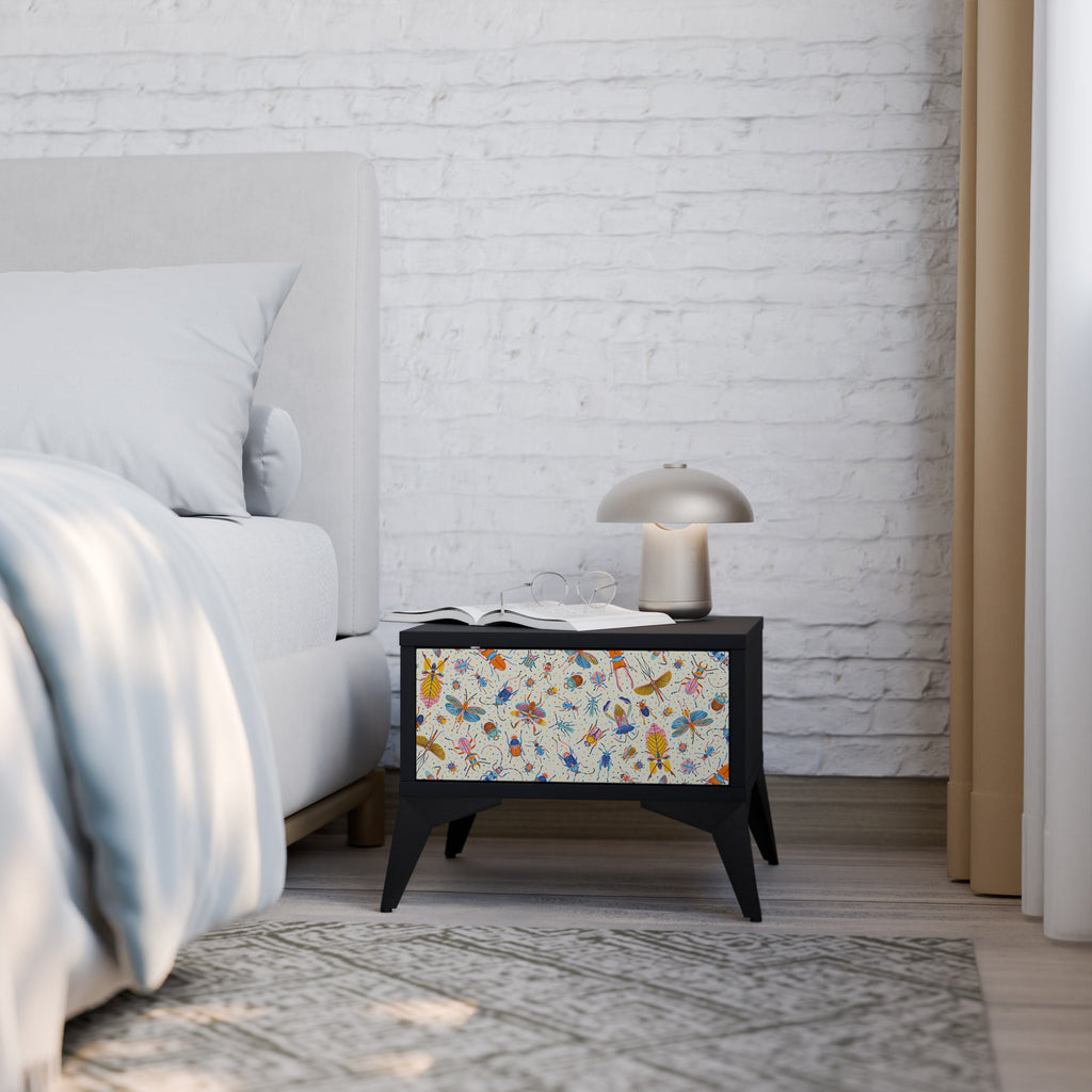 Table de chevet COLORFUL INSECTS en finition noire