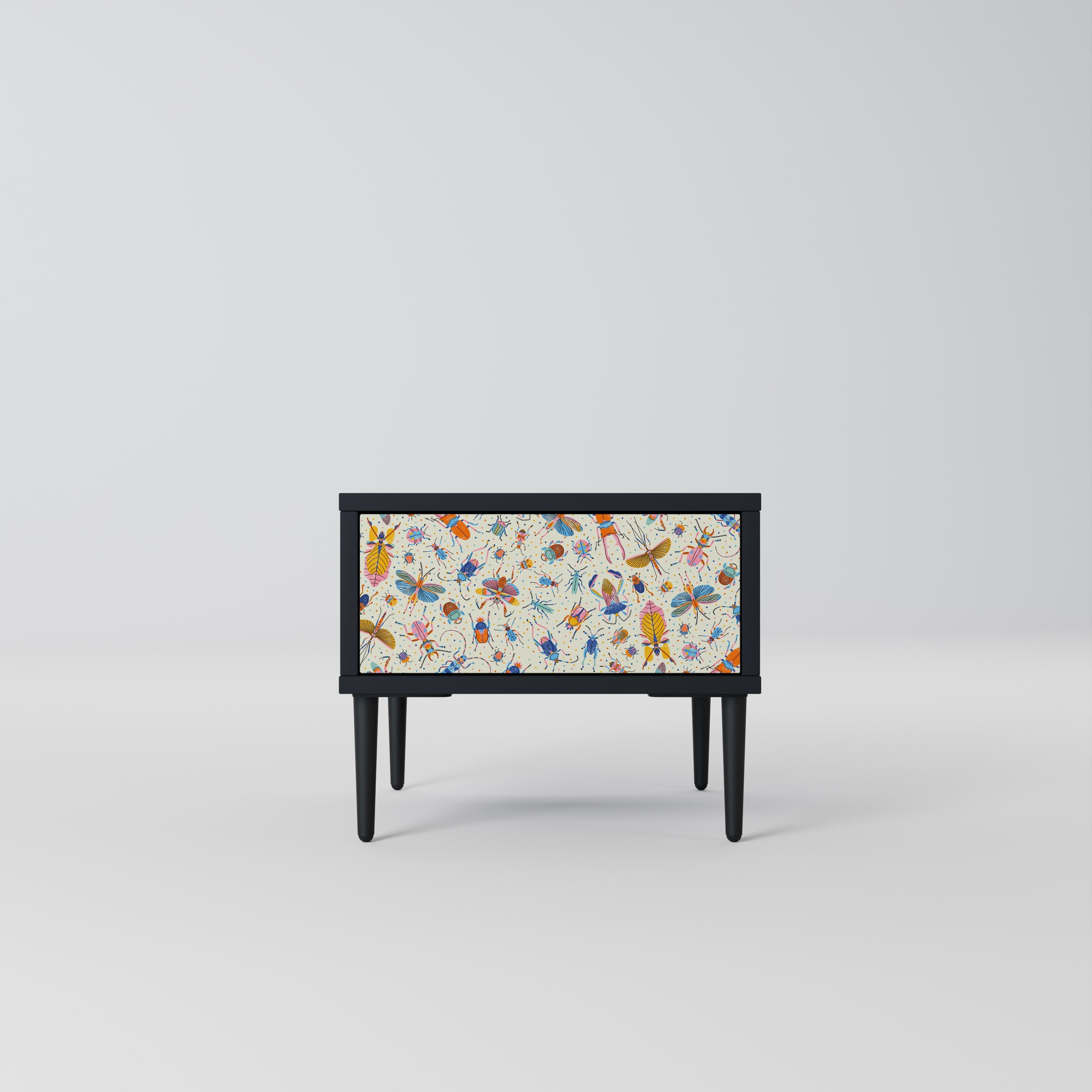 Table de chevet COLORFUL INSECTS en finition noire