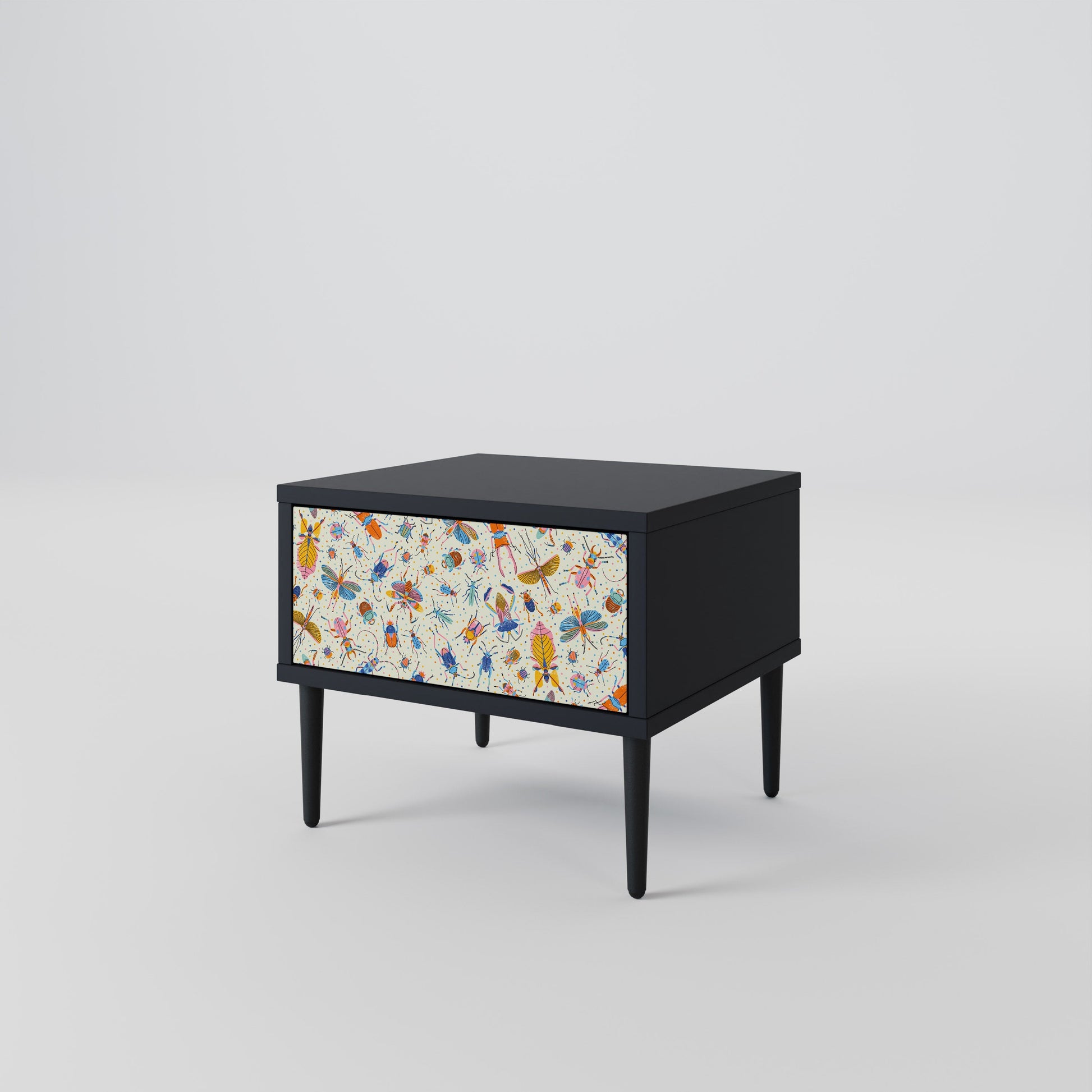 Table de chevet COLORFUL INSECTS en finition noire