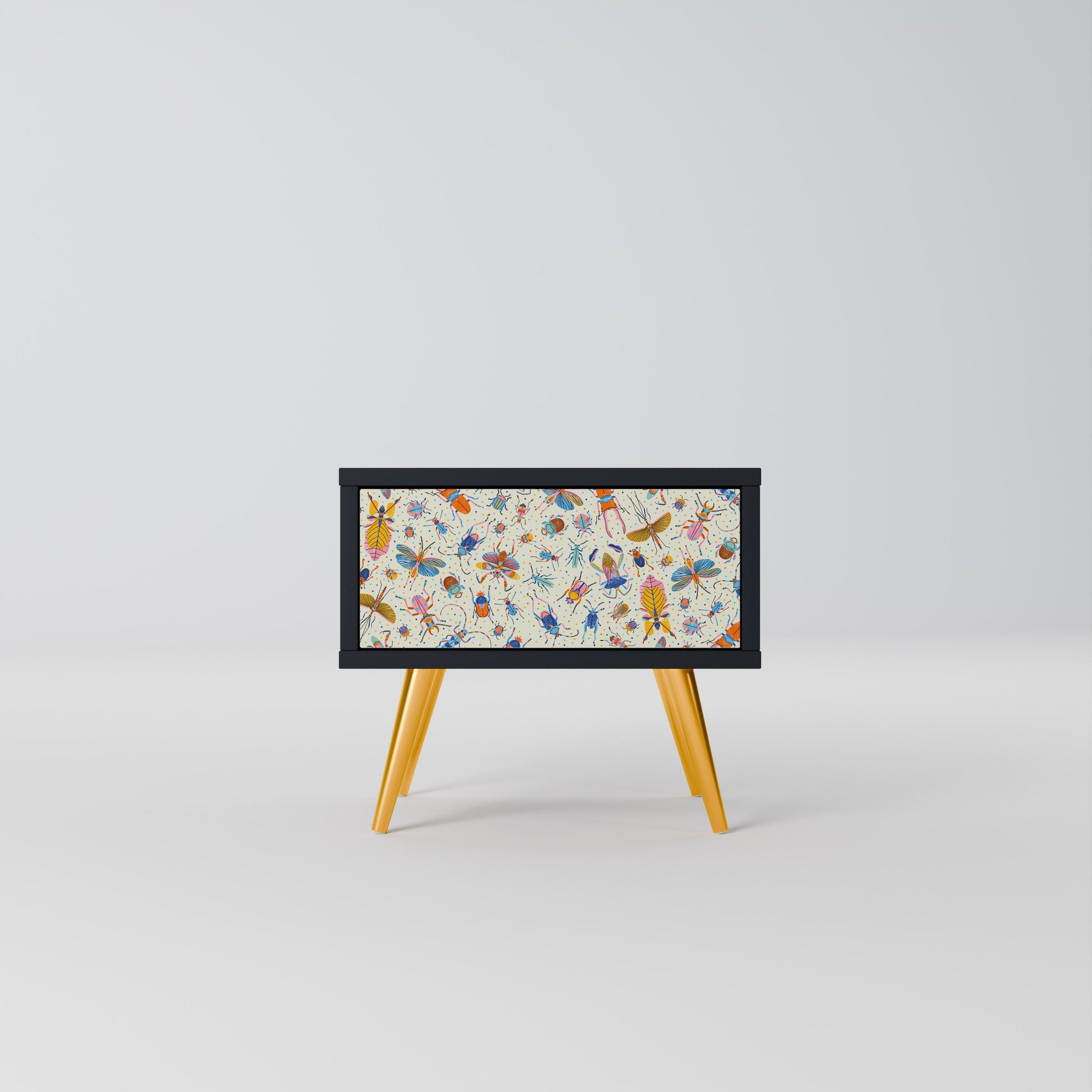 Table de chevet COLORFUL INSECTS en finition noire