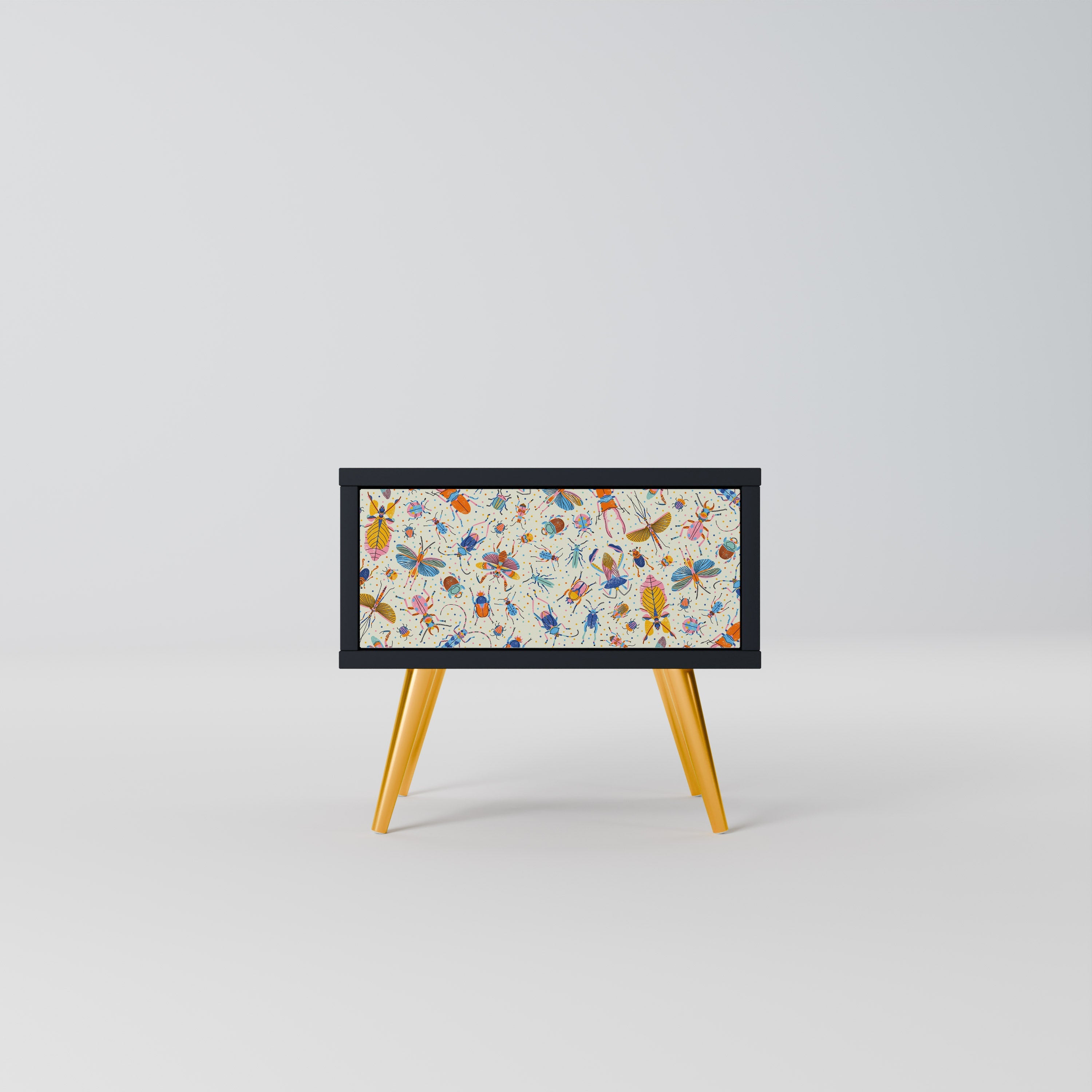 Table de chevet COLORFUL INSECTS en finition noire